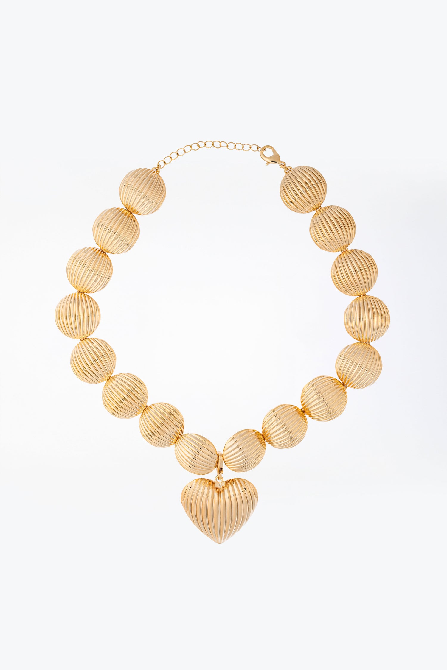 Collana con Perle Rigate e Cuore Pendente in Metallo Dorato Anastasia Royale