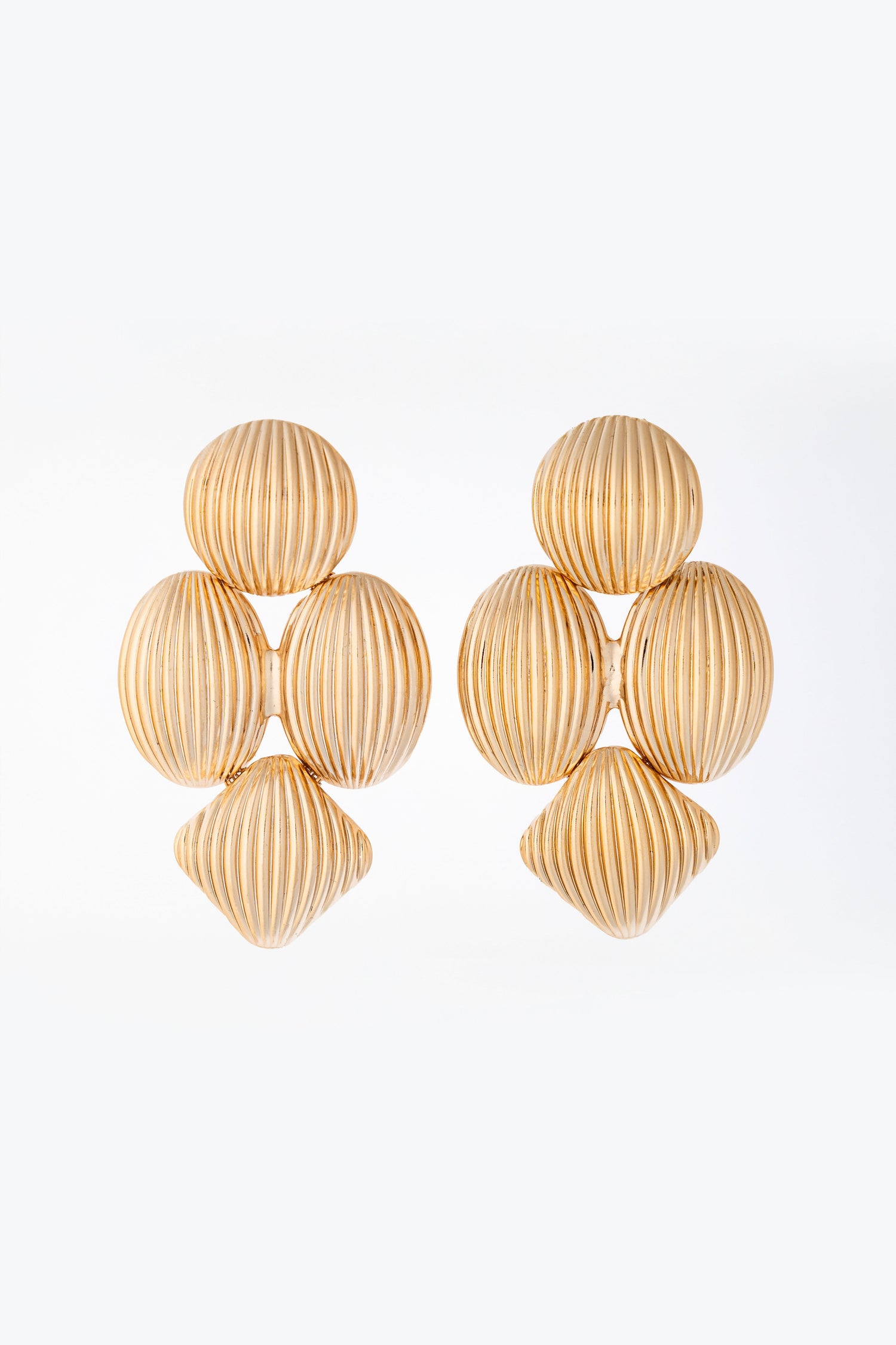 Orecchini scultura multi-elemento in Ottone anallergico free nickel Beatrix