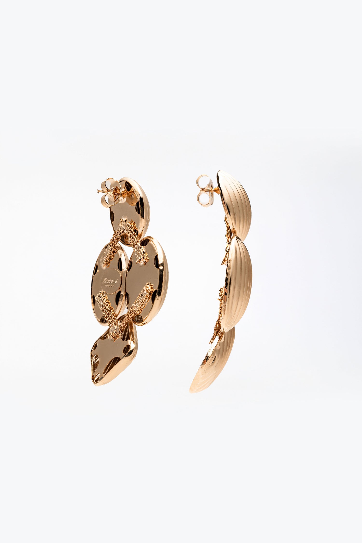 Orecchini scultura multi-elemento in Ottone anallergico free nickel Beatrix