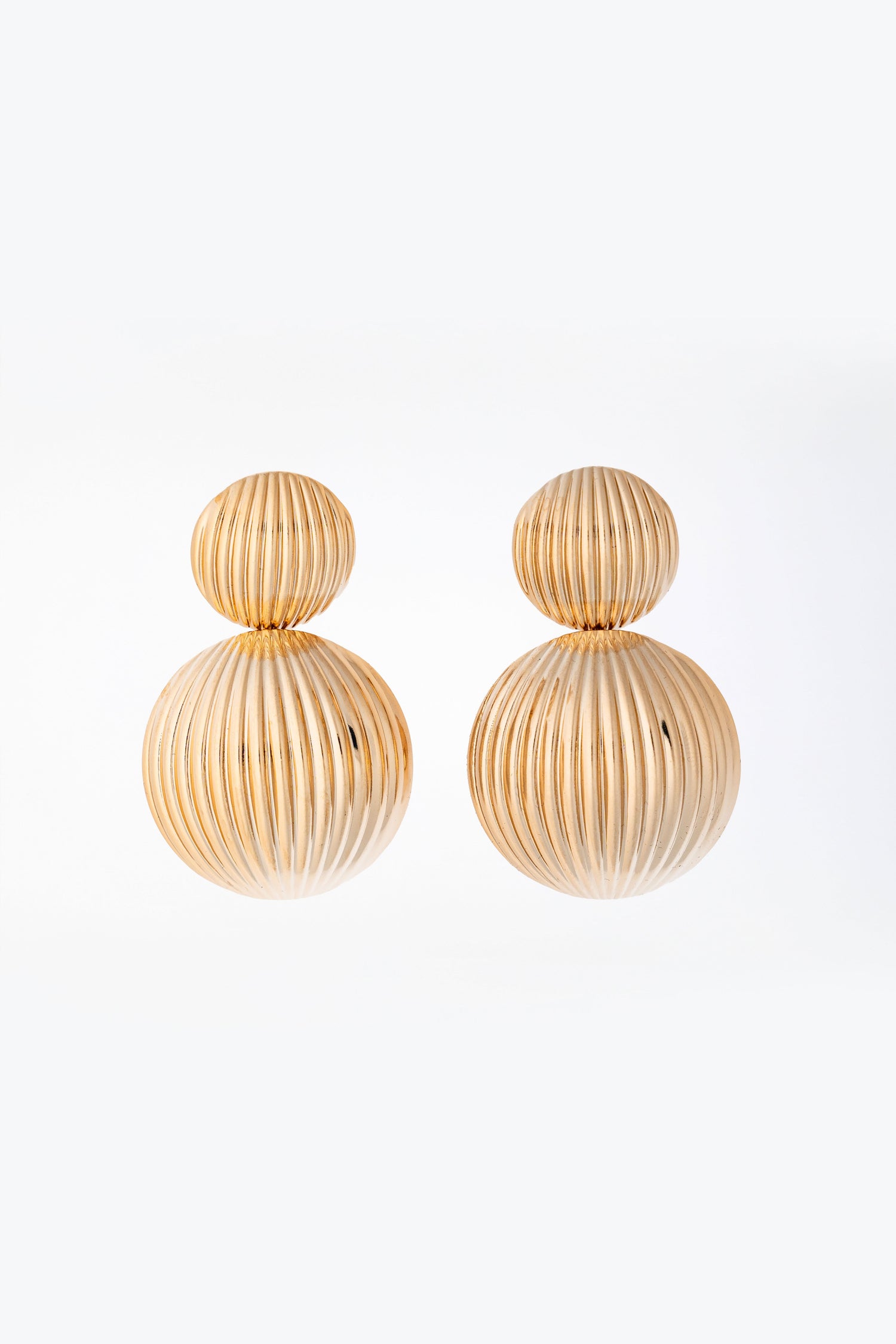 Orecchini pendenti sfera a doppio volume in Ottone anallergico free nickel Greta