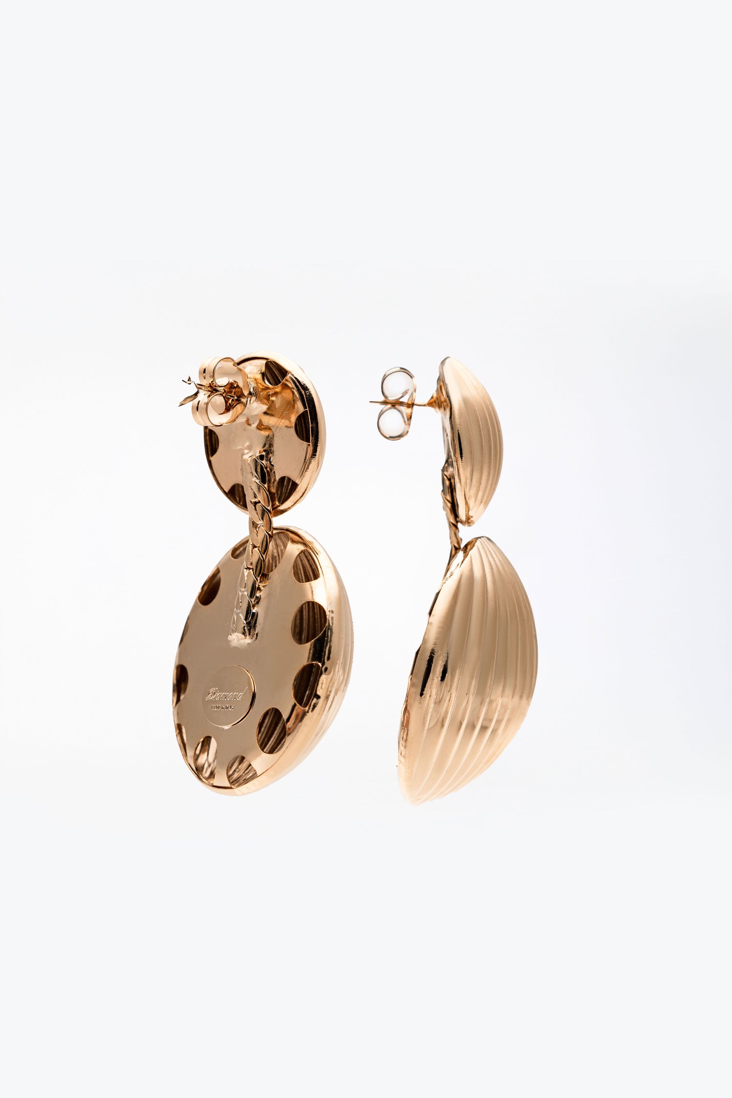 Orecchini pendenti sfera a doppio volume in Ottone anallergico free nickel Greta