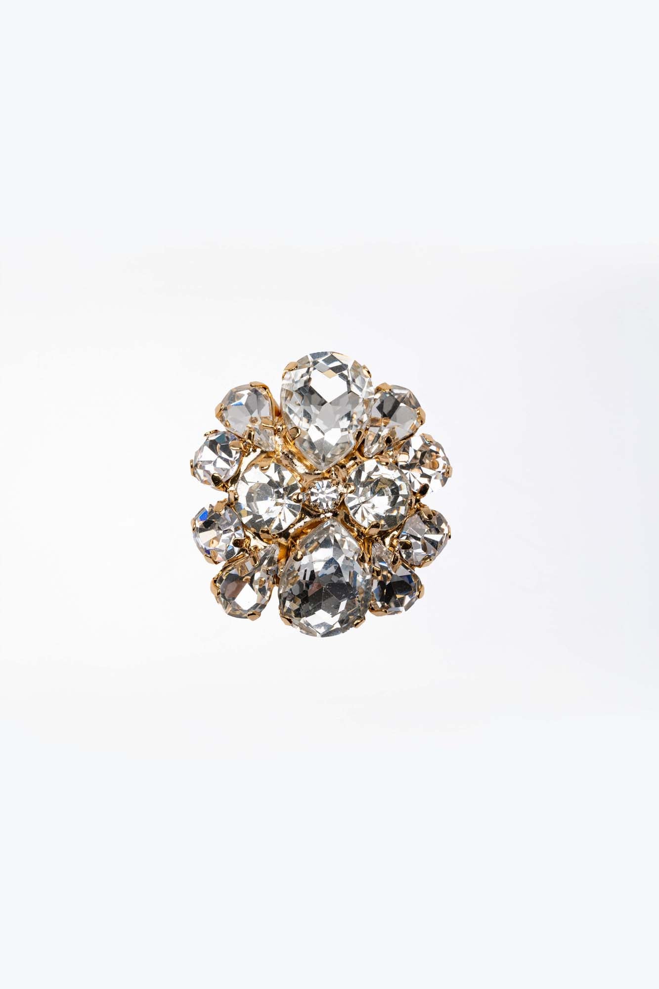 Anello Bouquet di Cristalli multicolore su base dorata con Pietre Preziose