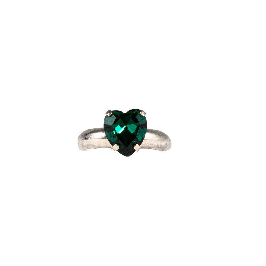 Anello Fede bombata liscia con dettaglio cuore medio in pietra