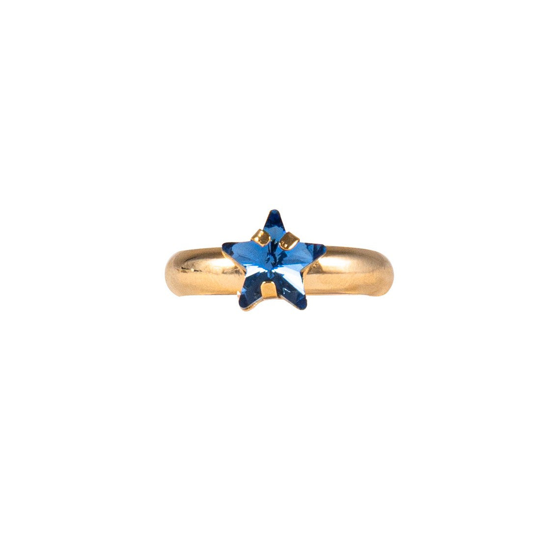 Anello Fedina bombata liscia con dettaglio stella piccola
