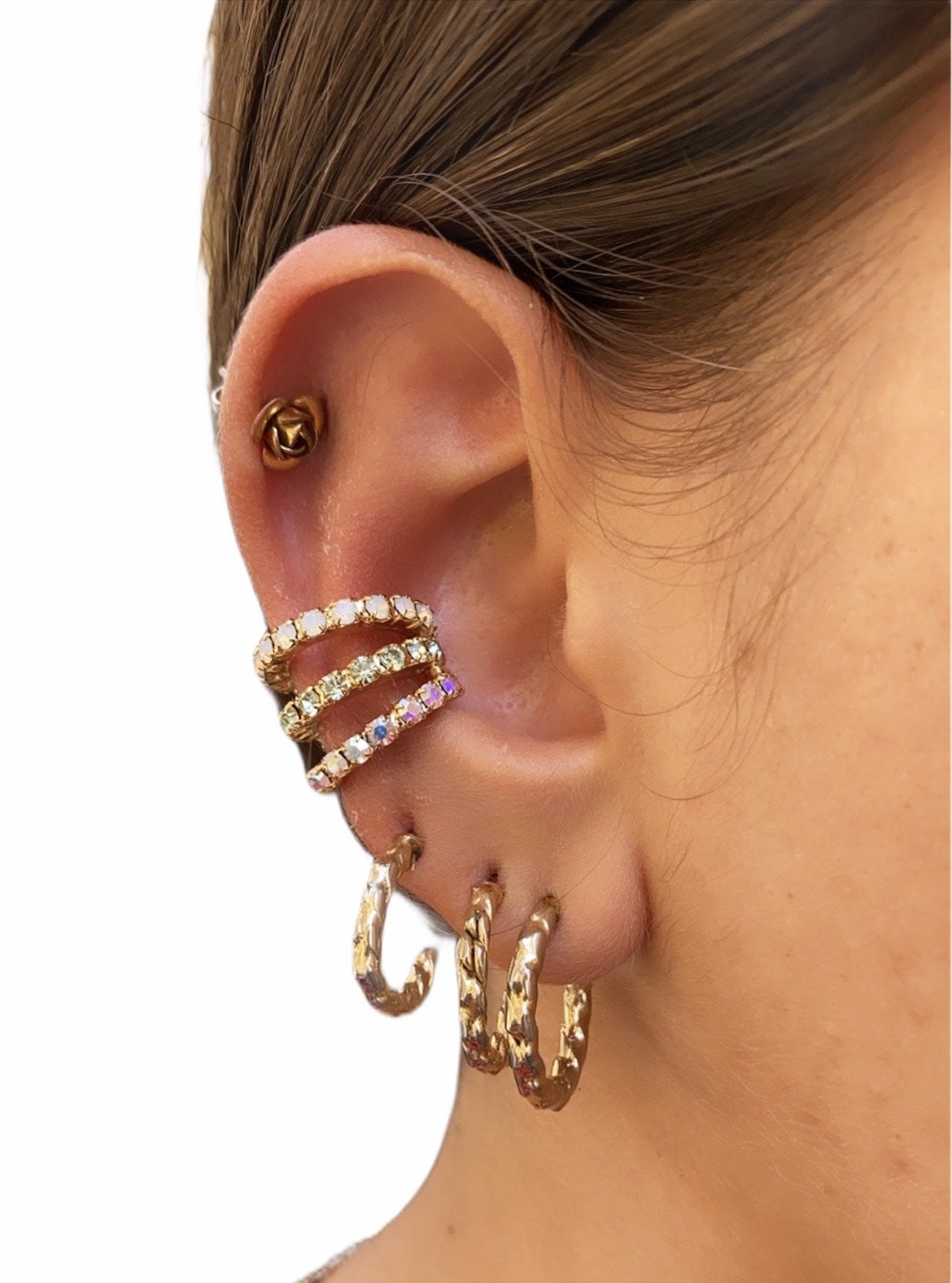 Earcuff Strass Tris 3 Fili
