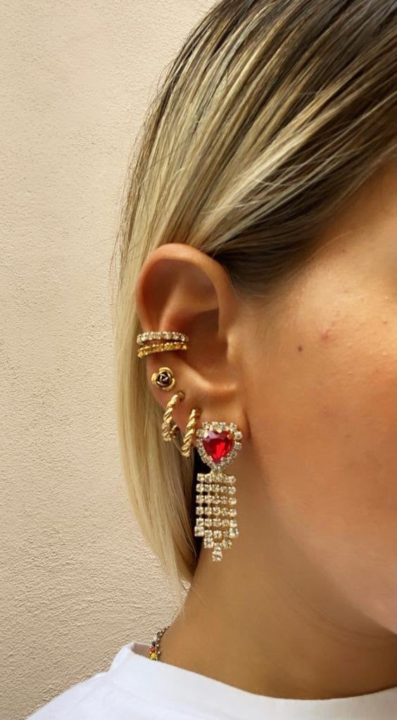 Orecchino Mini Strass Cuore Srangia