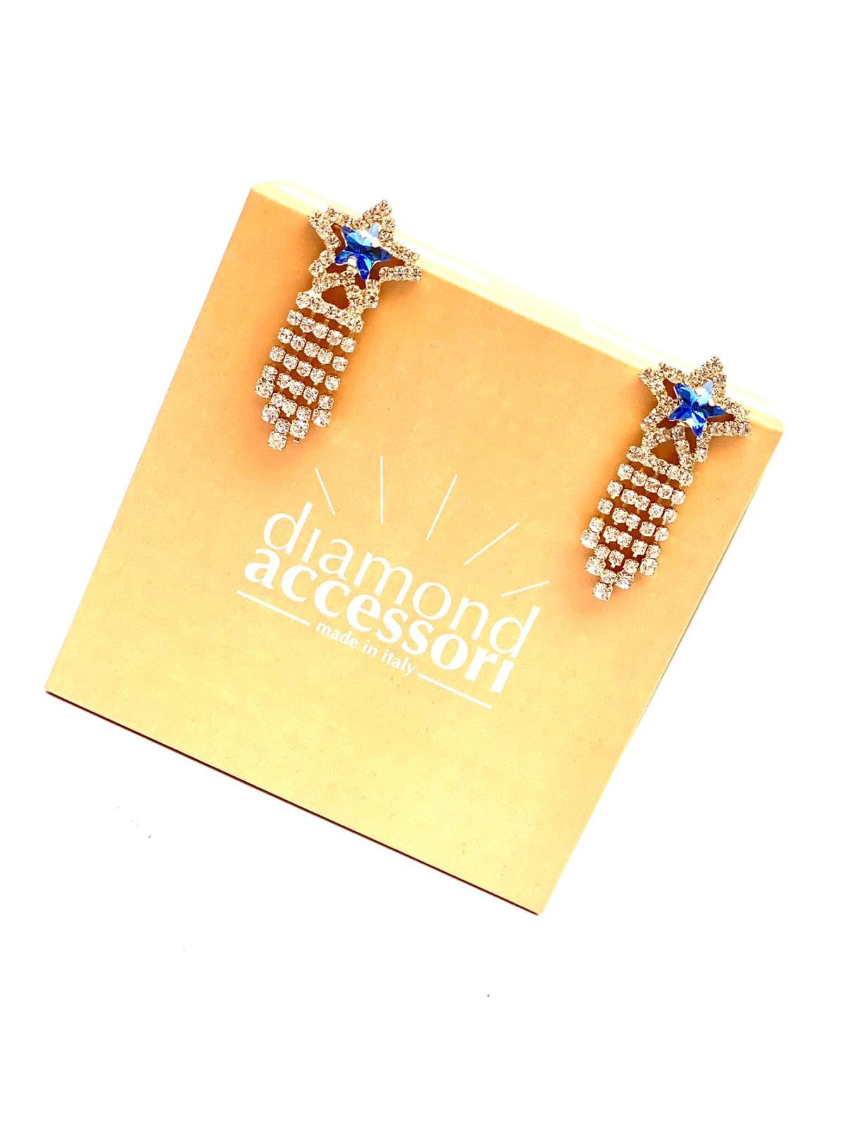 Mini orecchino stella frangia strass