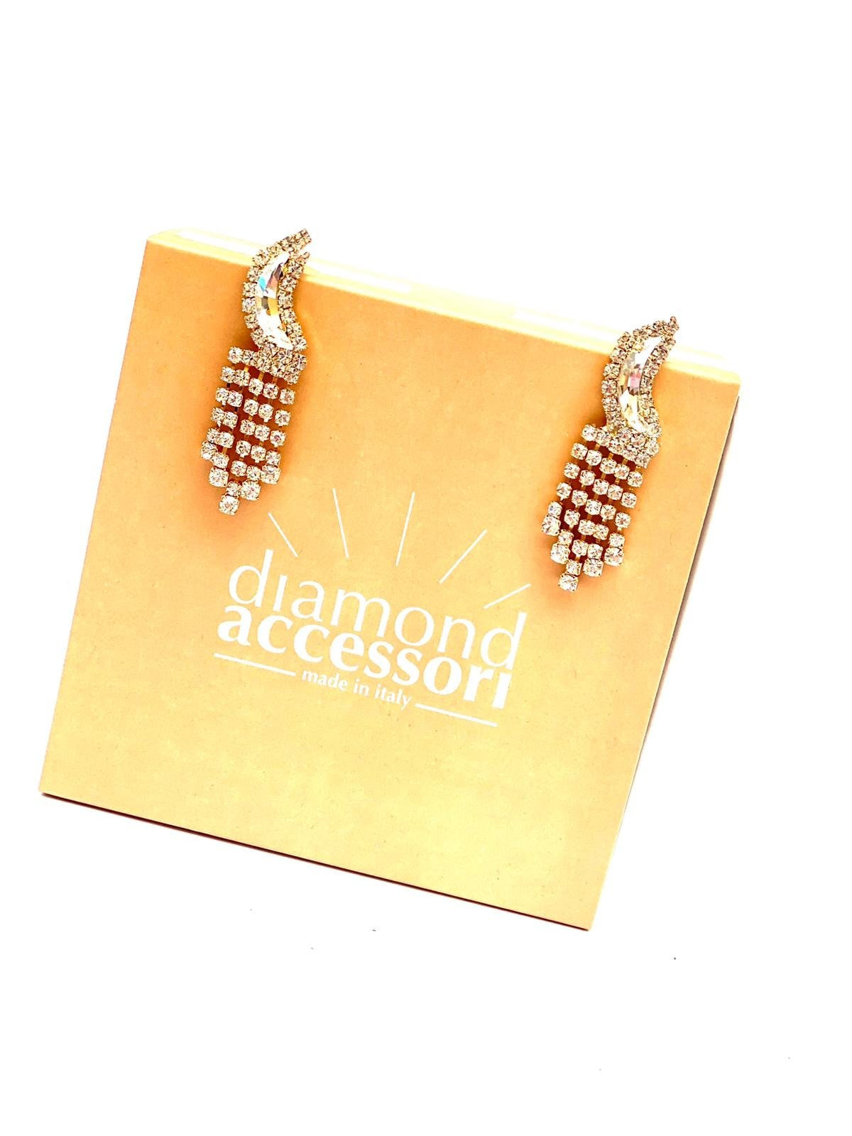 Mini orecchino luna frangia strass