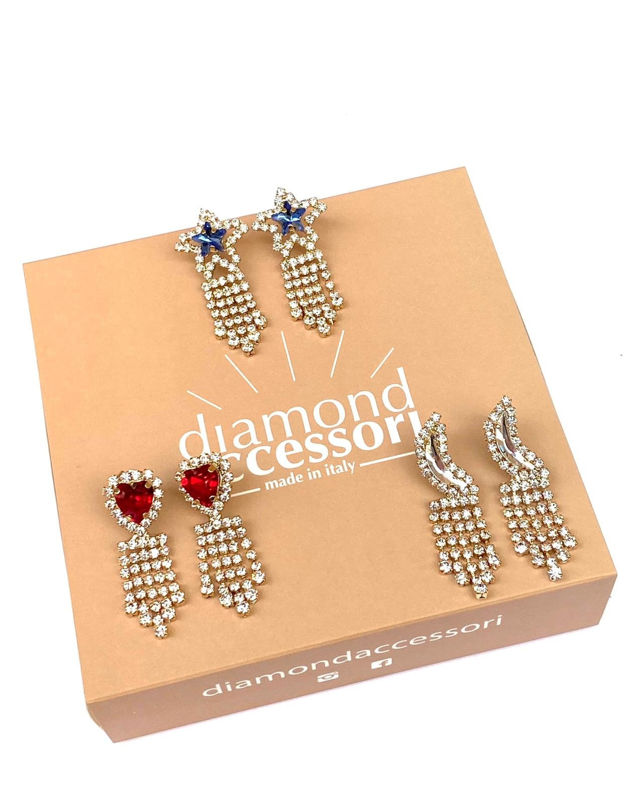 Mini orecchino luna frangia strass