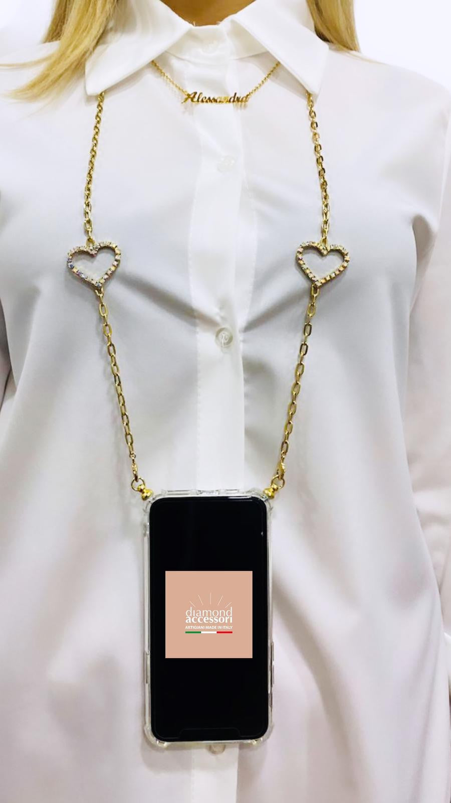 Catena Graffette Strette Double Hearts per Cover Smartphone