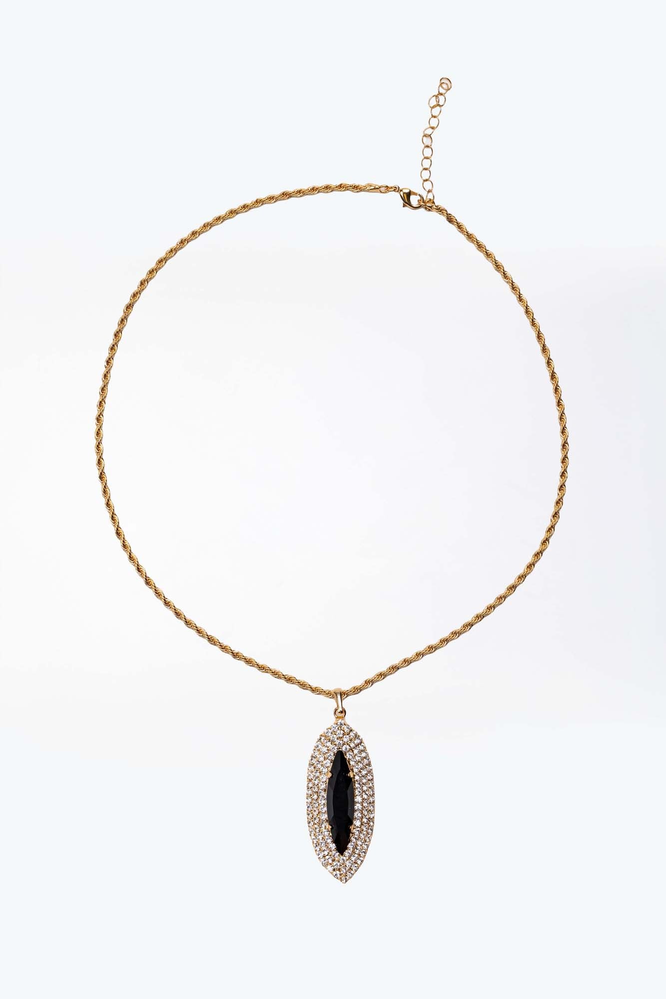 Collana con pendente nero e cristalli – Ombra Preziosa