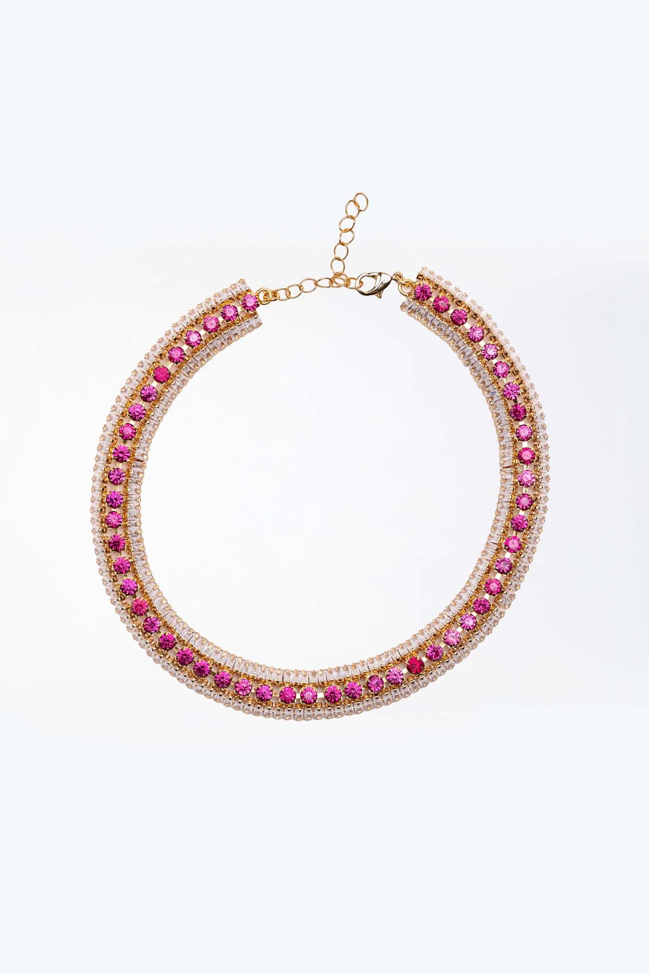 Collana con strass rosa e cristalli – Raggio di Luce