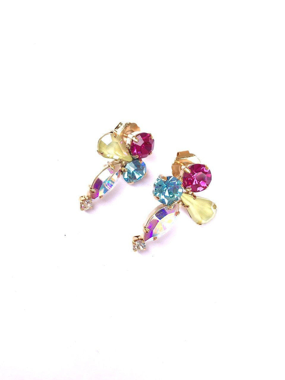 Orecchini a Lobo Pietre Cross Rainbow