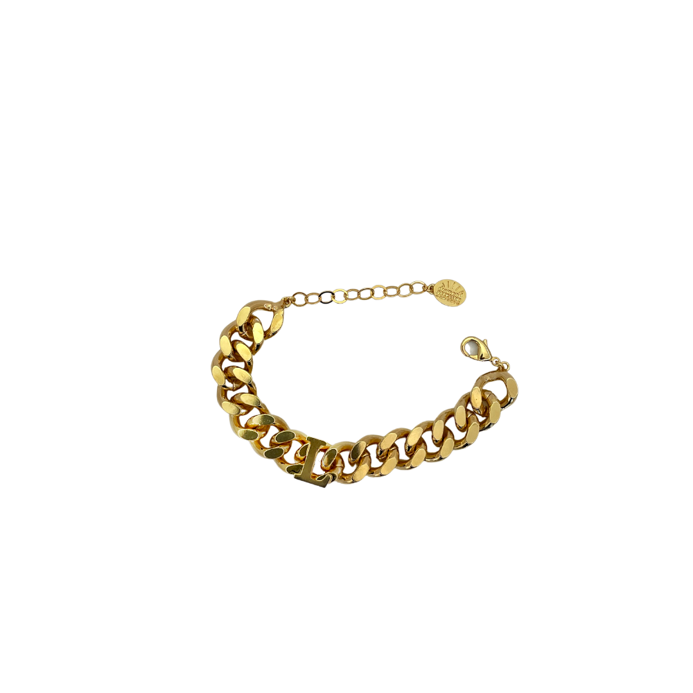 Bracciale Catena Groumette con Lettera Grande in Stampatello