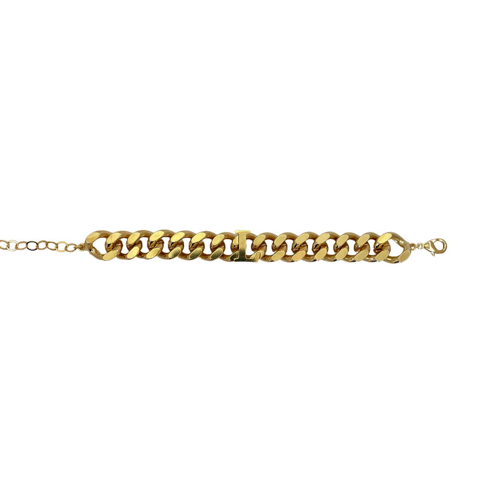 Bracciale Catena Groumette con Lettera Grande in Stampatello