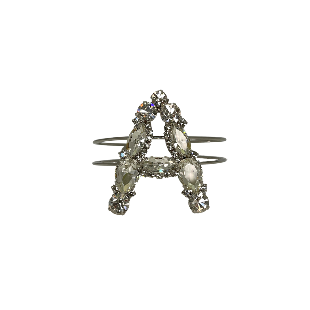 Bracciale Doppio Binario Rockstar con Lettera in Stampatello in Pietre e Strass
