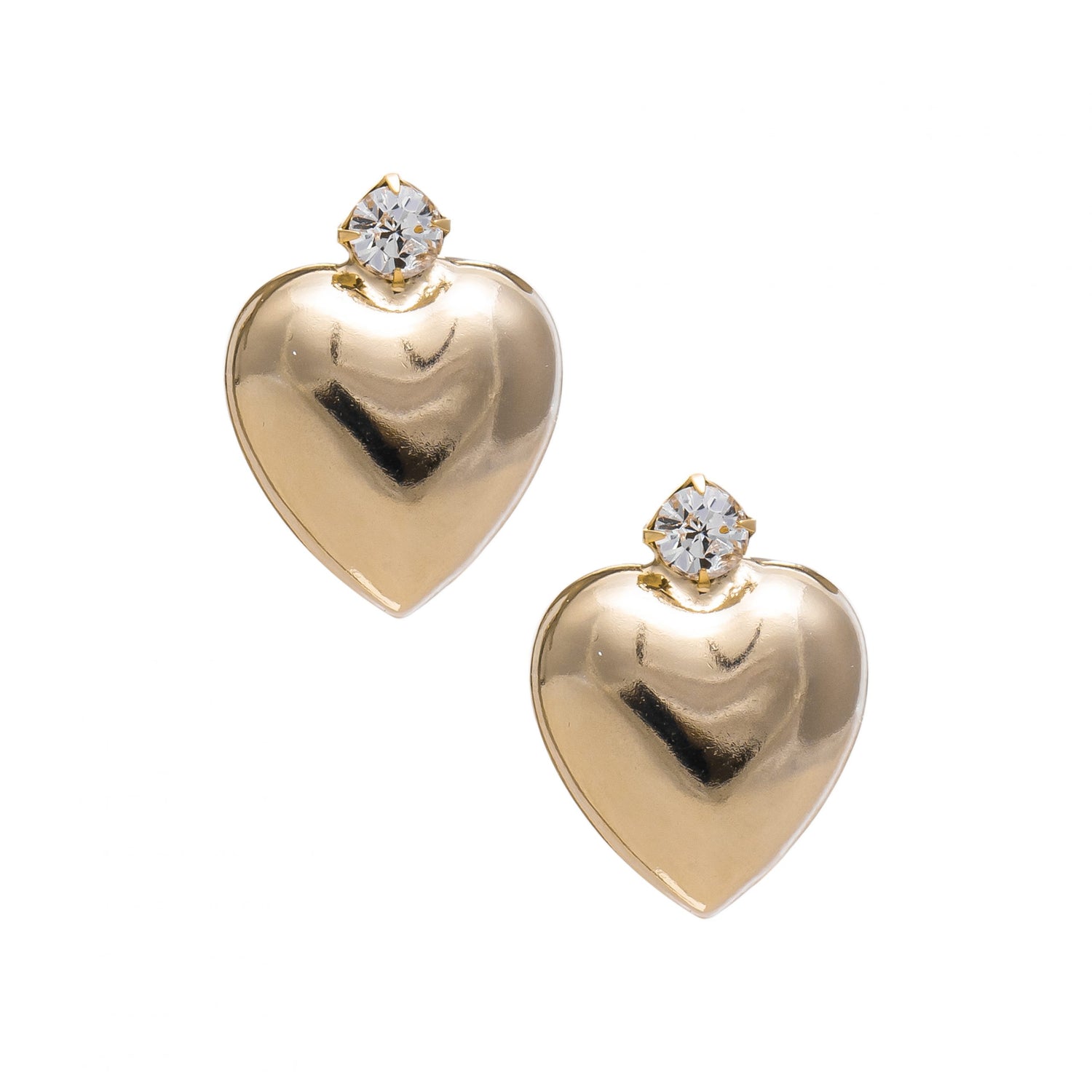 Orecchini Metallo Small Fine Heart Piatto con Pietra