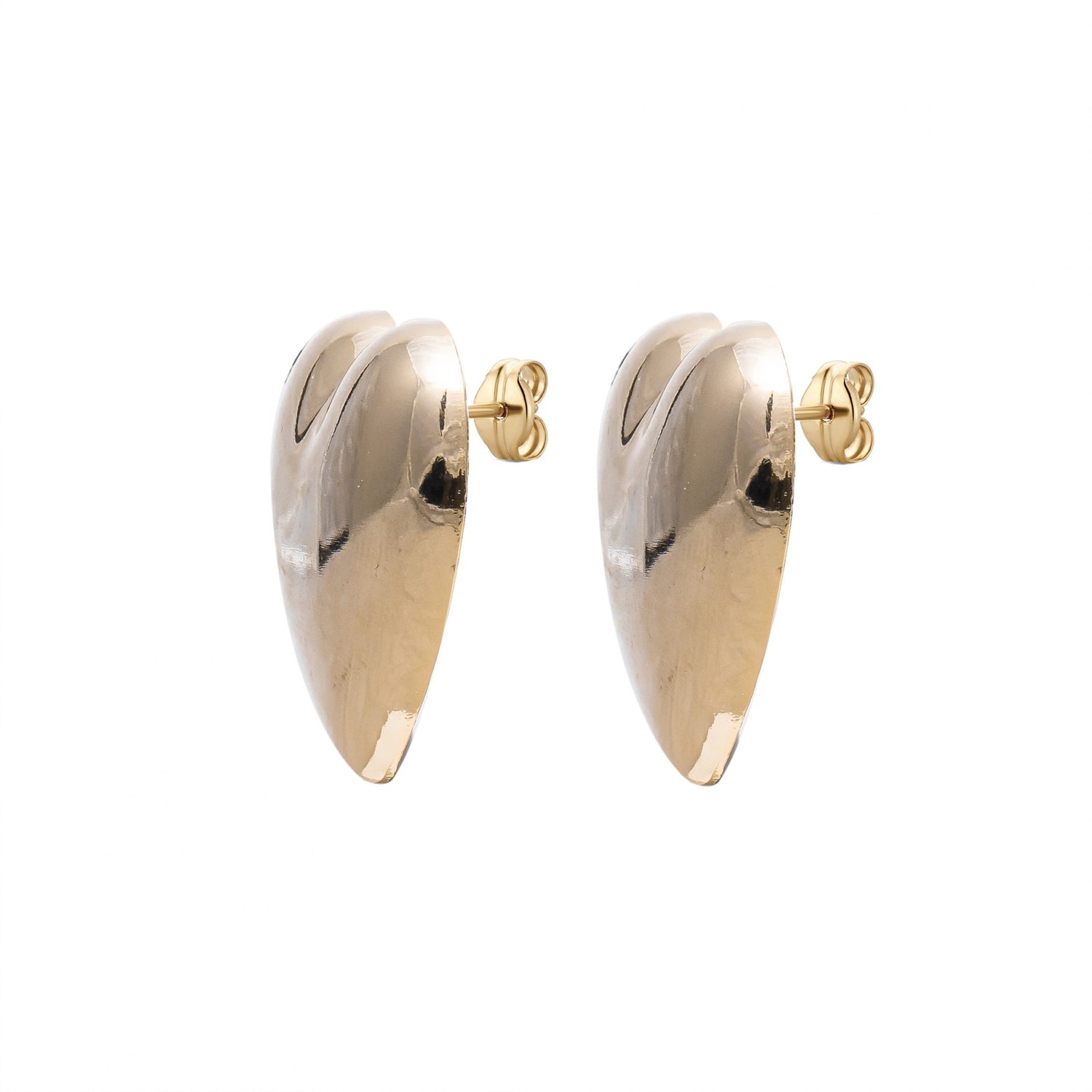 Orecchini Metallo Big Golden Heart Piatto