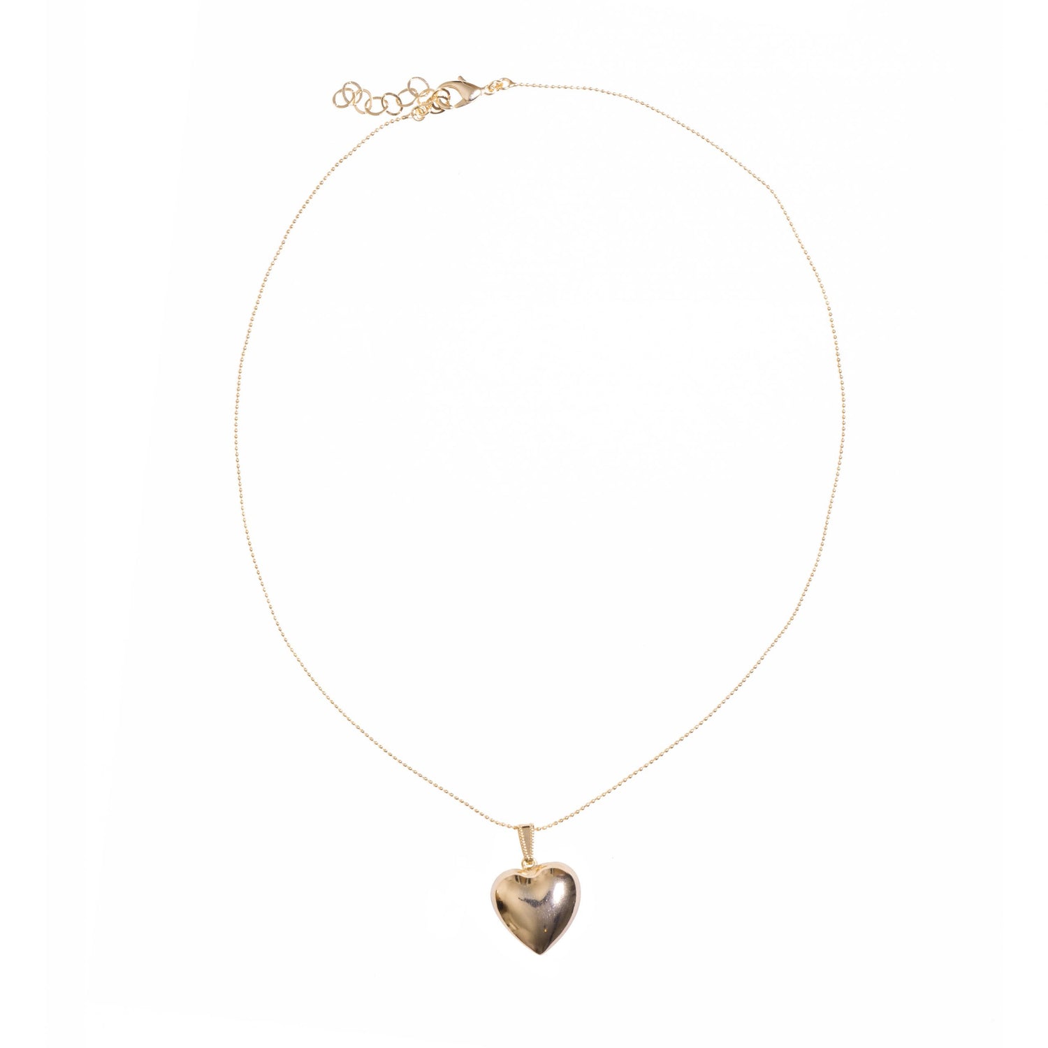 Collana Catena Minisfere Small Golden Heart con Cuore Metallo Bombato Pendente