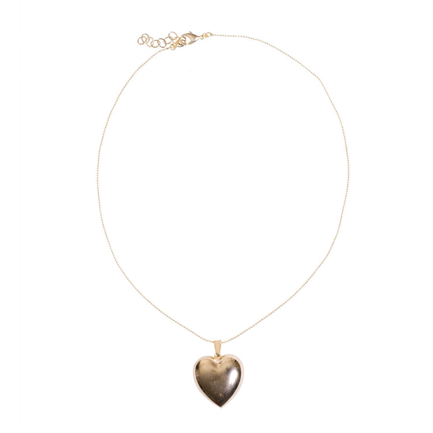 Collana Catena Minisfere Big Golden Heart con Cuore Metallo Bombato Pendente