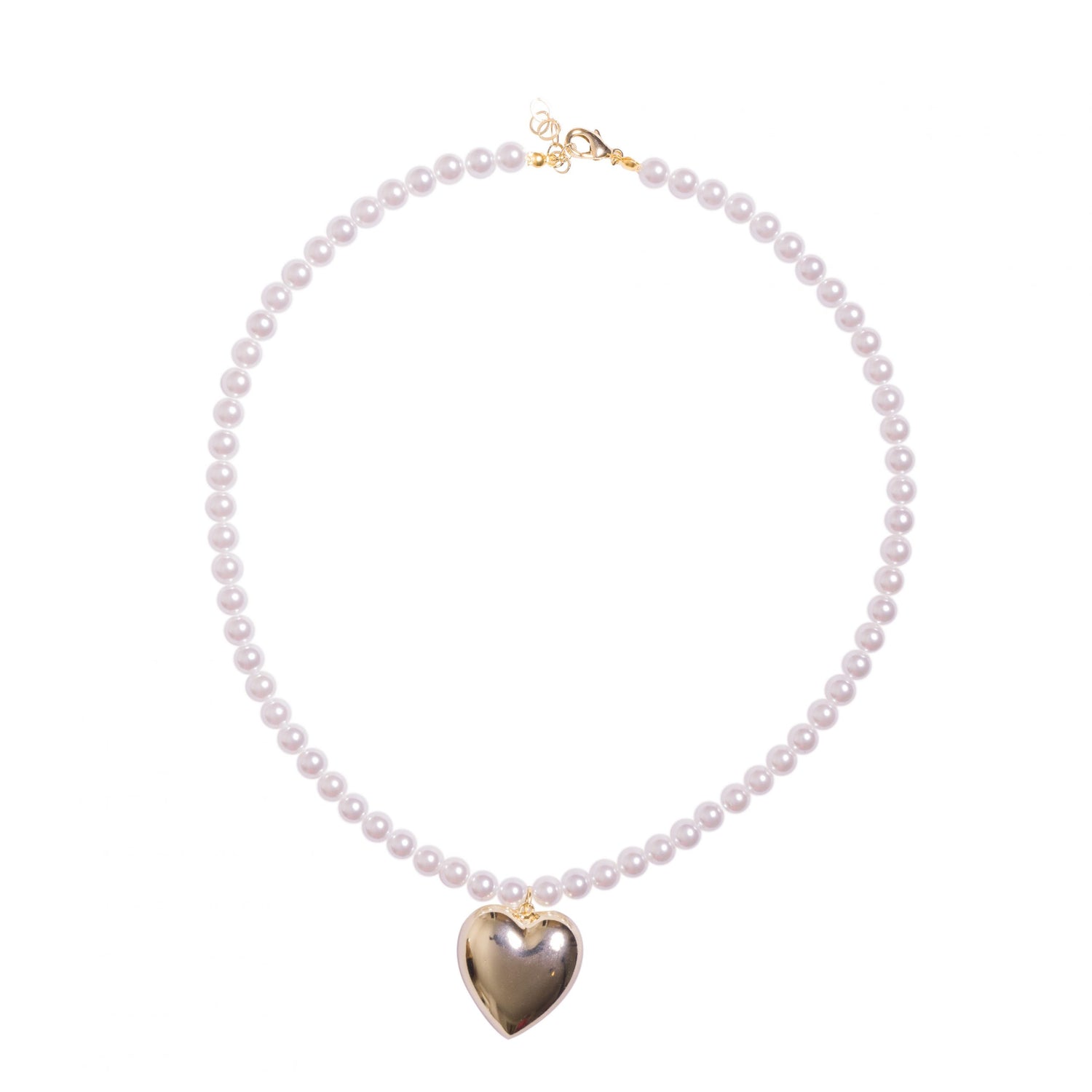 Collana in Perla Diamond Love Pearl con Cuore Grande Metallo Pendente