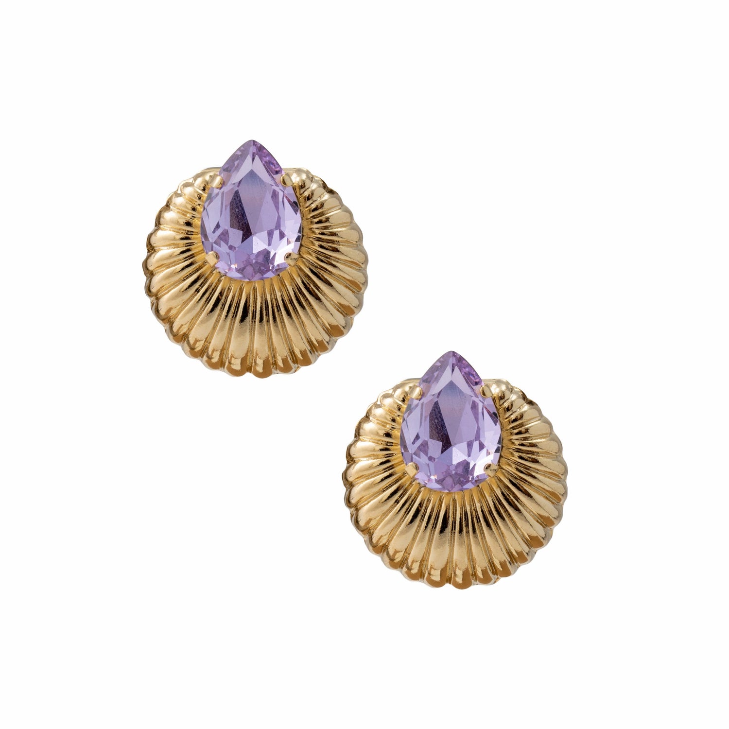 Orecchini Metallo Lavorato Seashell con Pietra Goccia