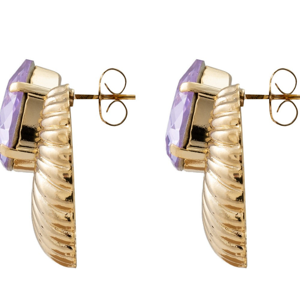 Orecchini Metallo Lavorato Seashell con Pietra Goccia