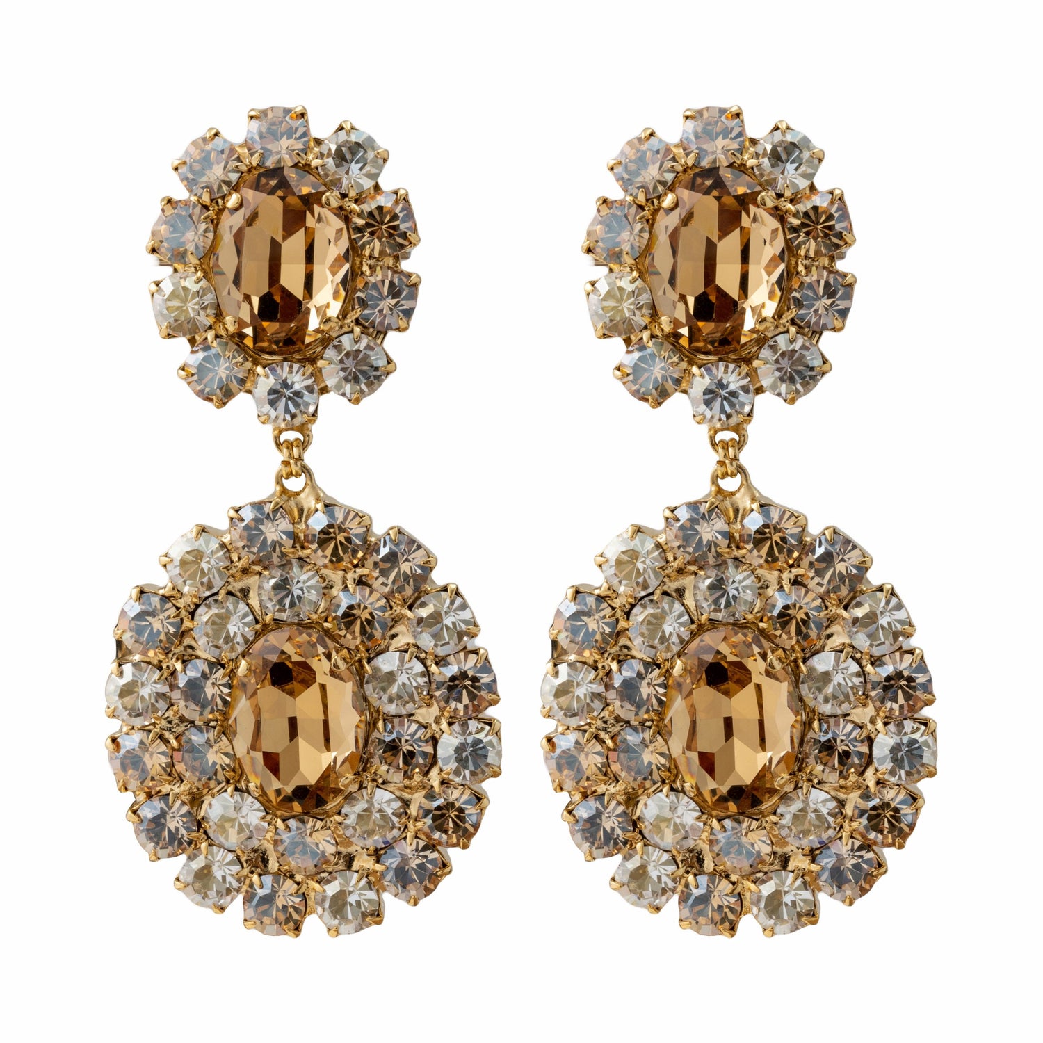 Orecchini Strass Sparkling Gold Pietra Ovale