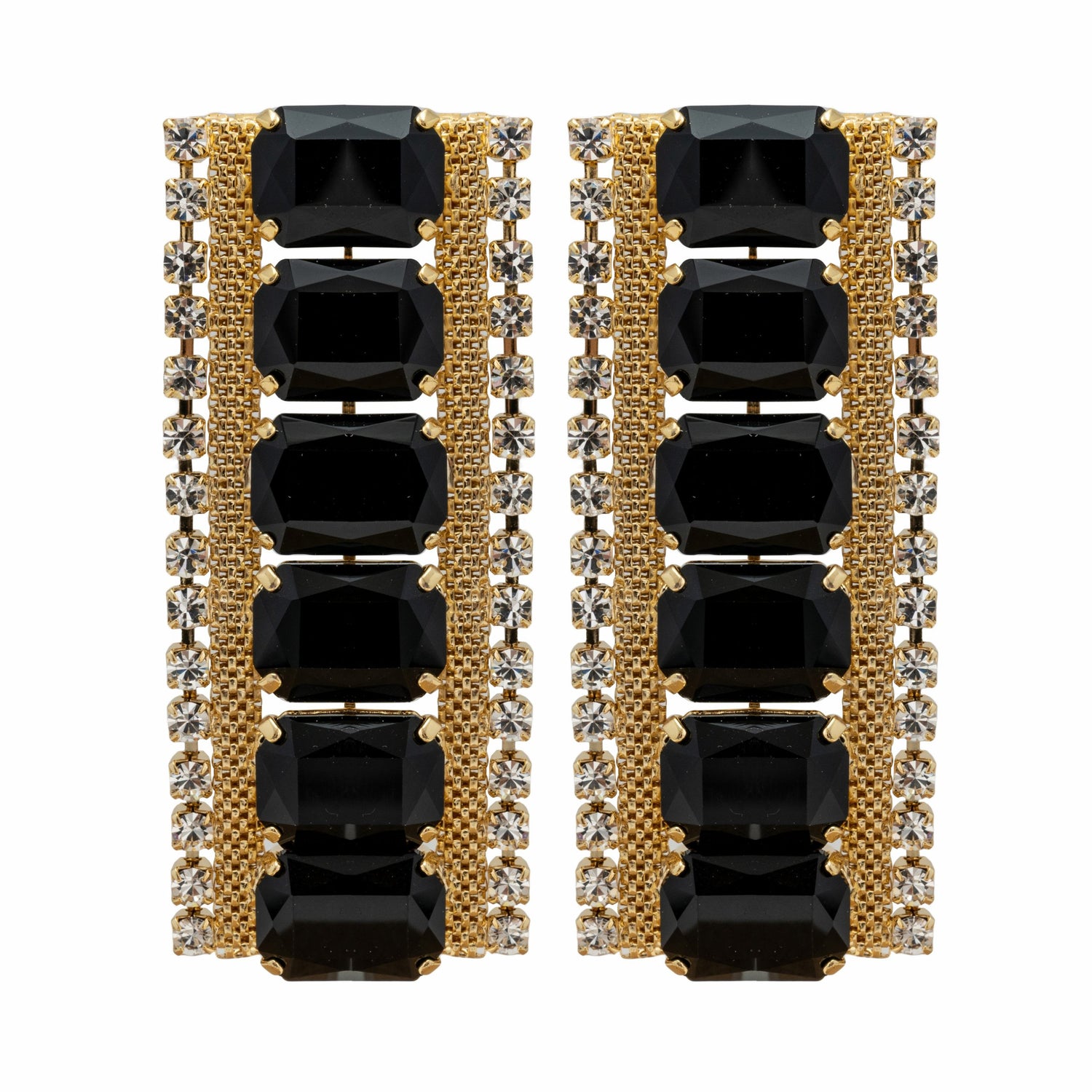 Orecchini Strass Labyrinth Pietre Ottagonale Catena Squame Traforata