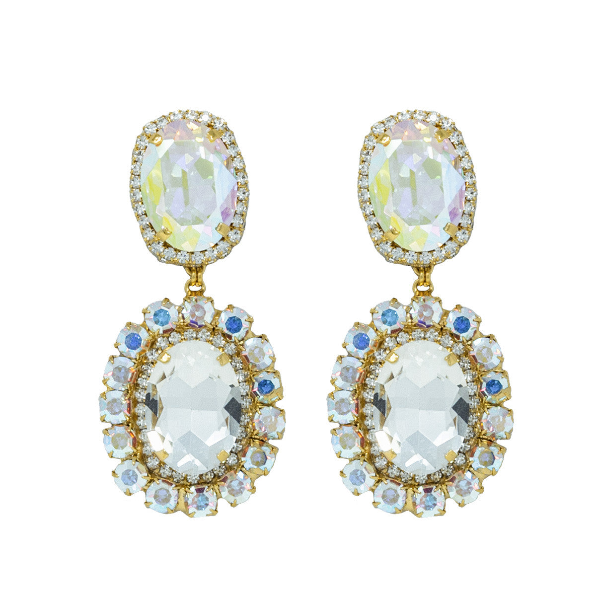 Orecchini Pendenti con Pietre e Strass Two Face