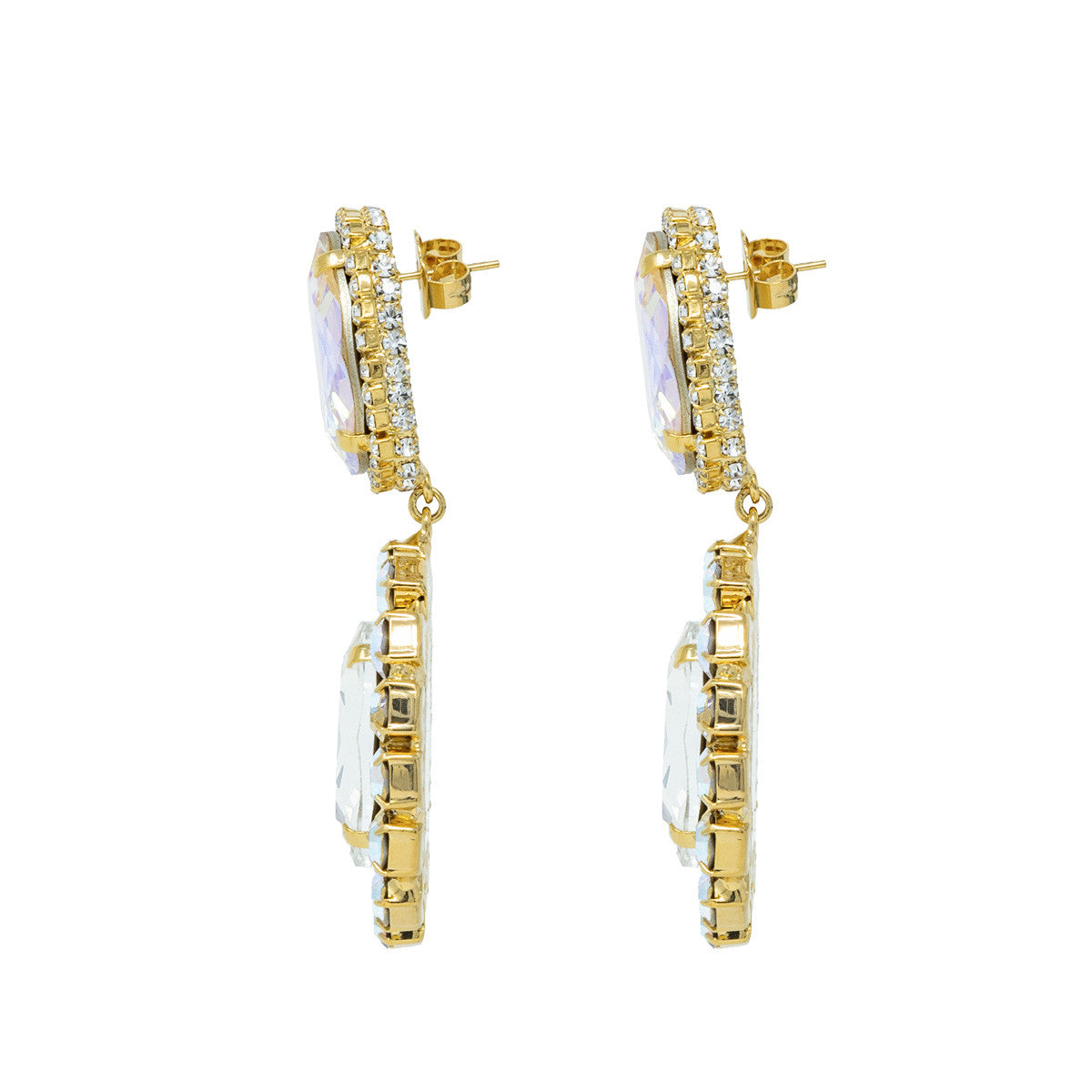 Orecchini Pendenti con Pietre e Strass Two Face