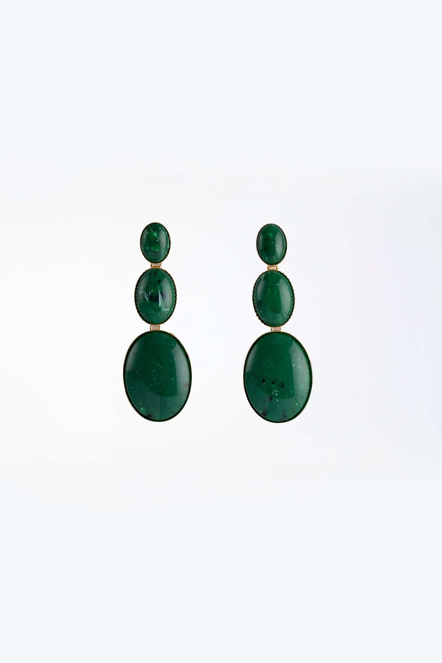 Orecchini Ovali di Rugiada Verde