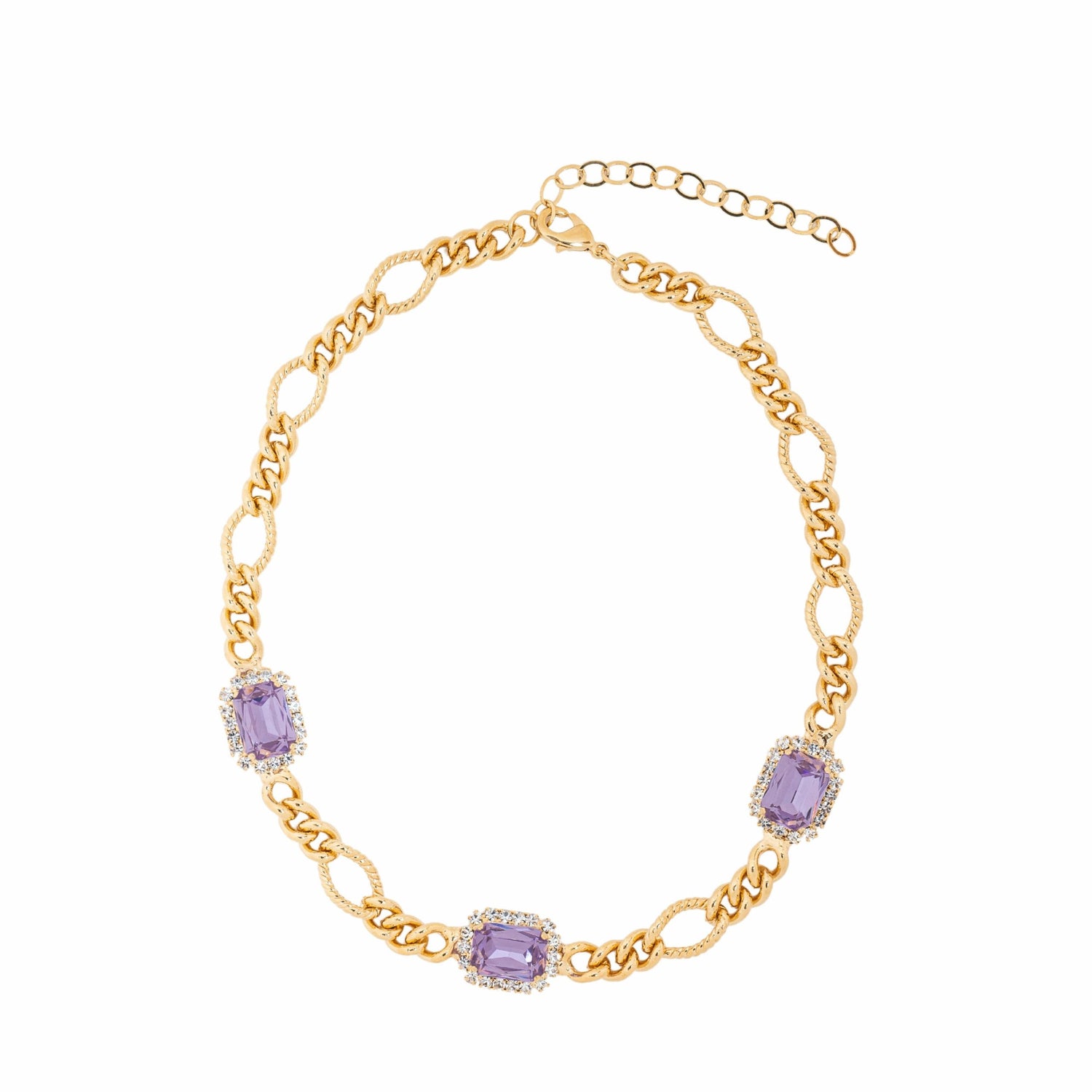 Collana Catena Figaro Strass Princess con Pietra