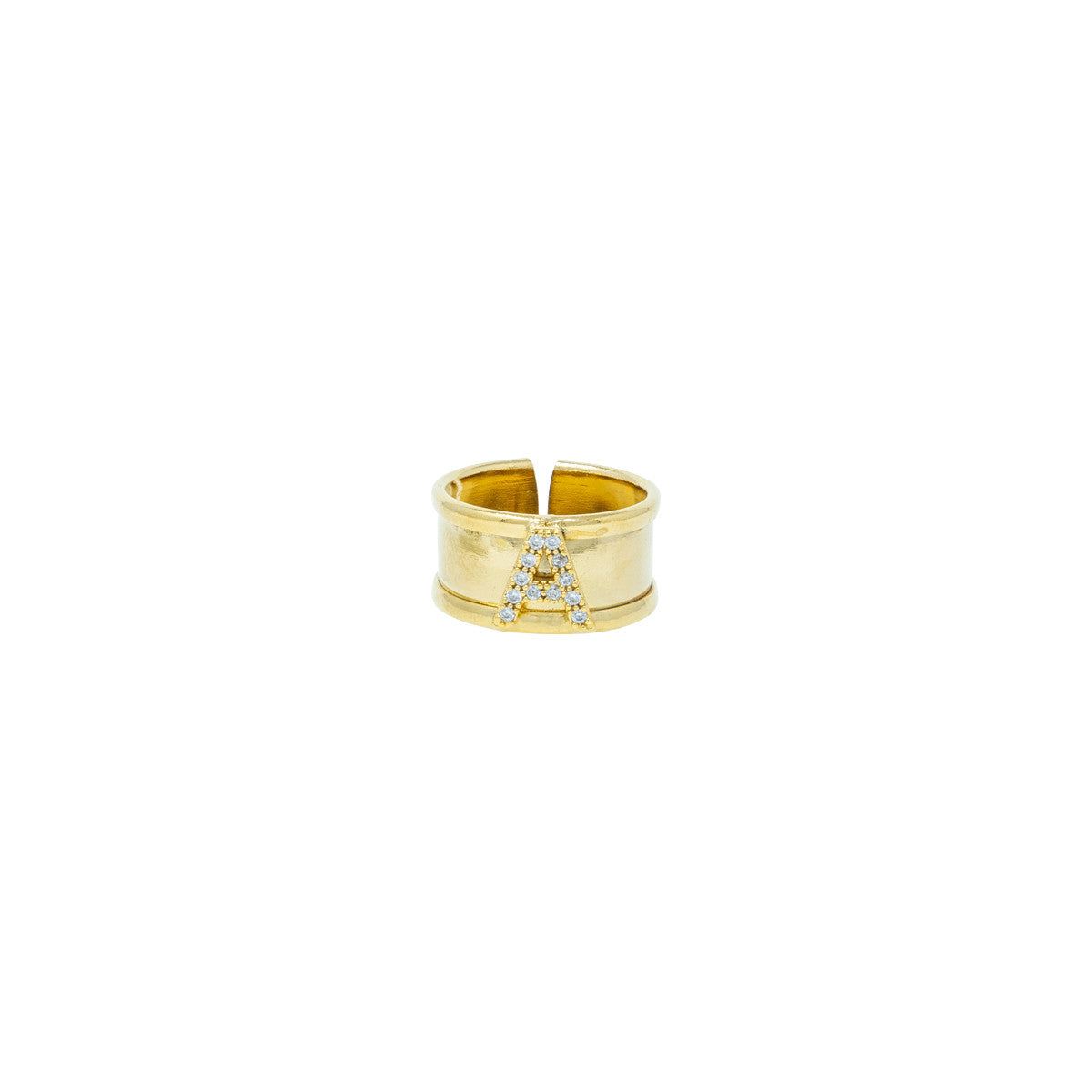 Anello con Lettera in Zirconi a Fascia Me