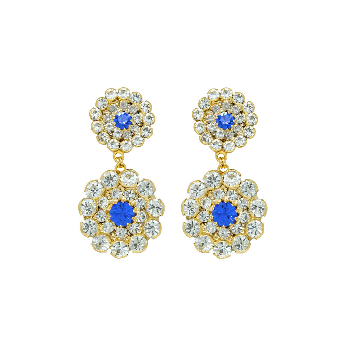 Orecchini Pendenti con Pietre e Strass Blu Diamonds