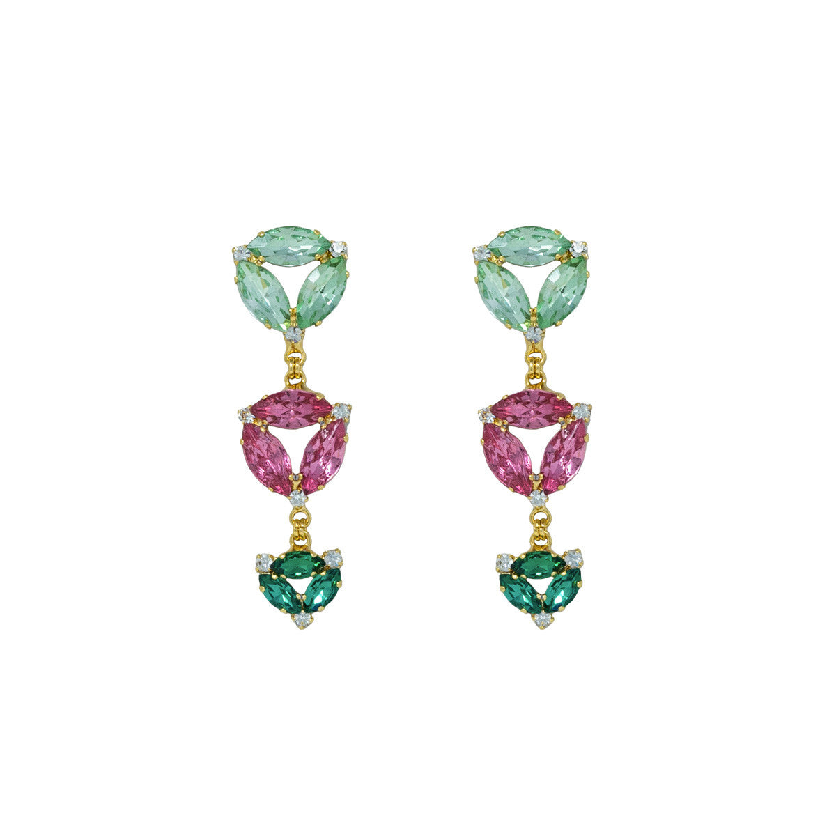Orecchini Pendenti con Pietre e Strass Graceful Sparkle