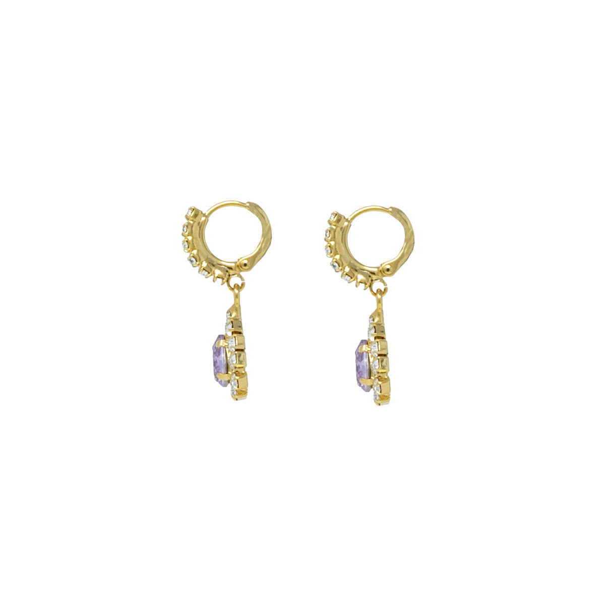 Orecchini Cerchietto con Pietra e Strass Hoops Queenly
