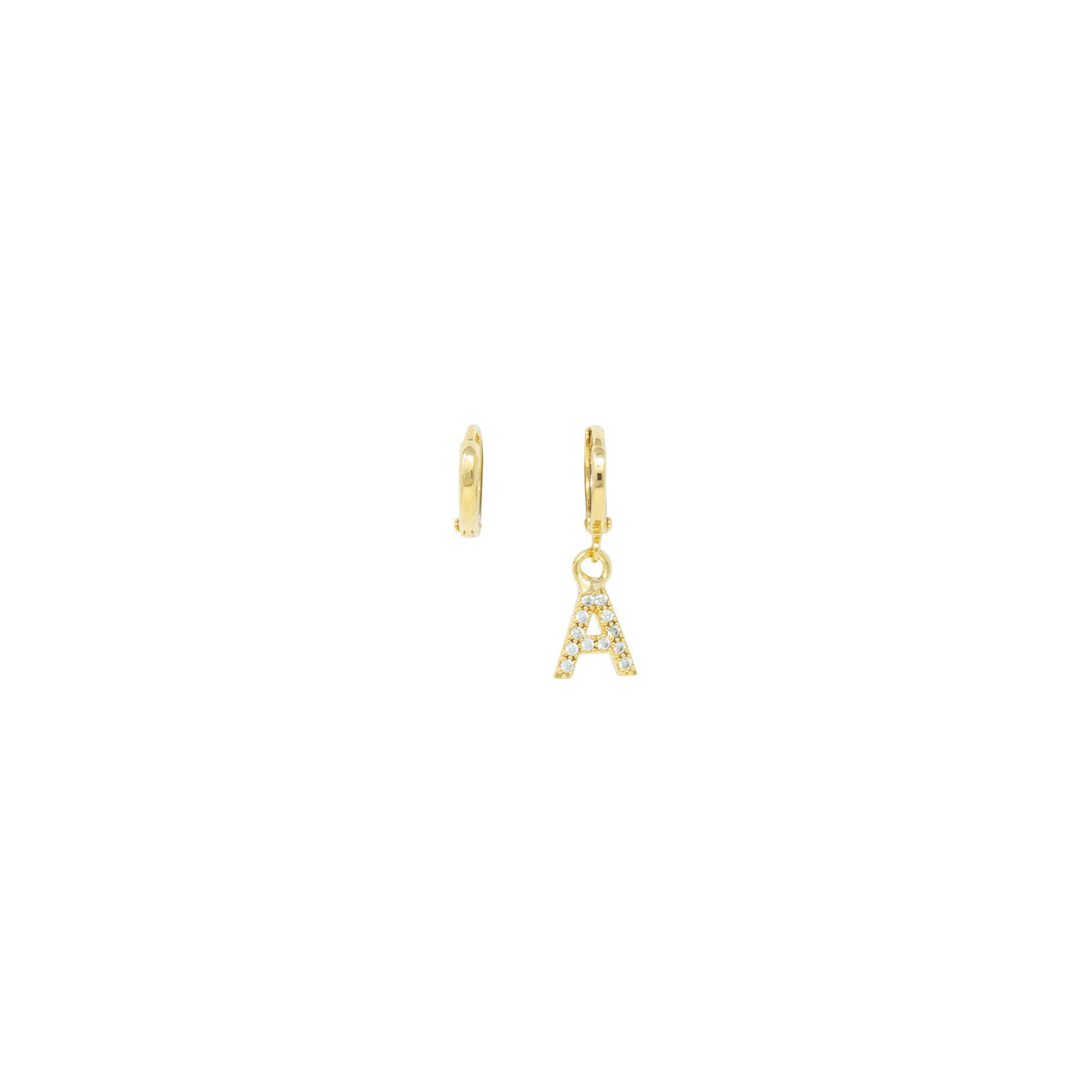 Orecchini Cerchietto con Lettera in Zirconi Mini Hoops & Zircon Letter