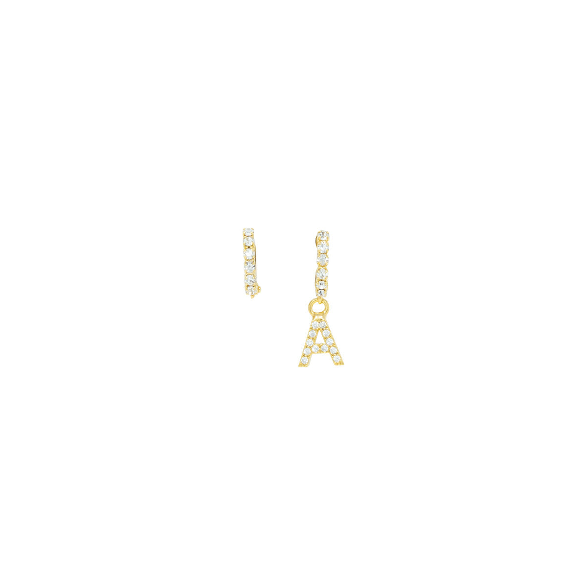 Orecchini Cerchietto Strass e Lettera in Zirconi Mini Hoops Zircon Letter