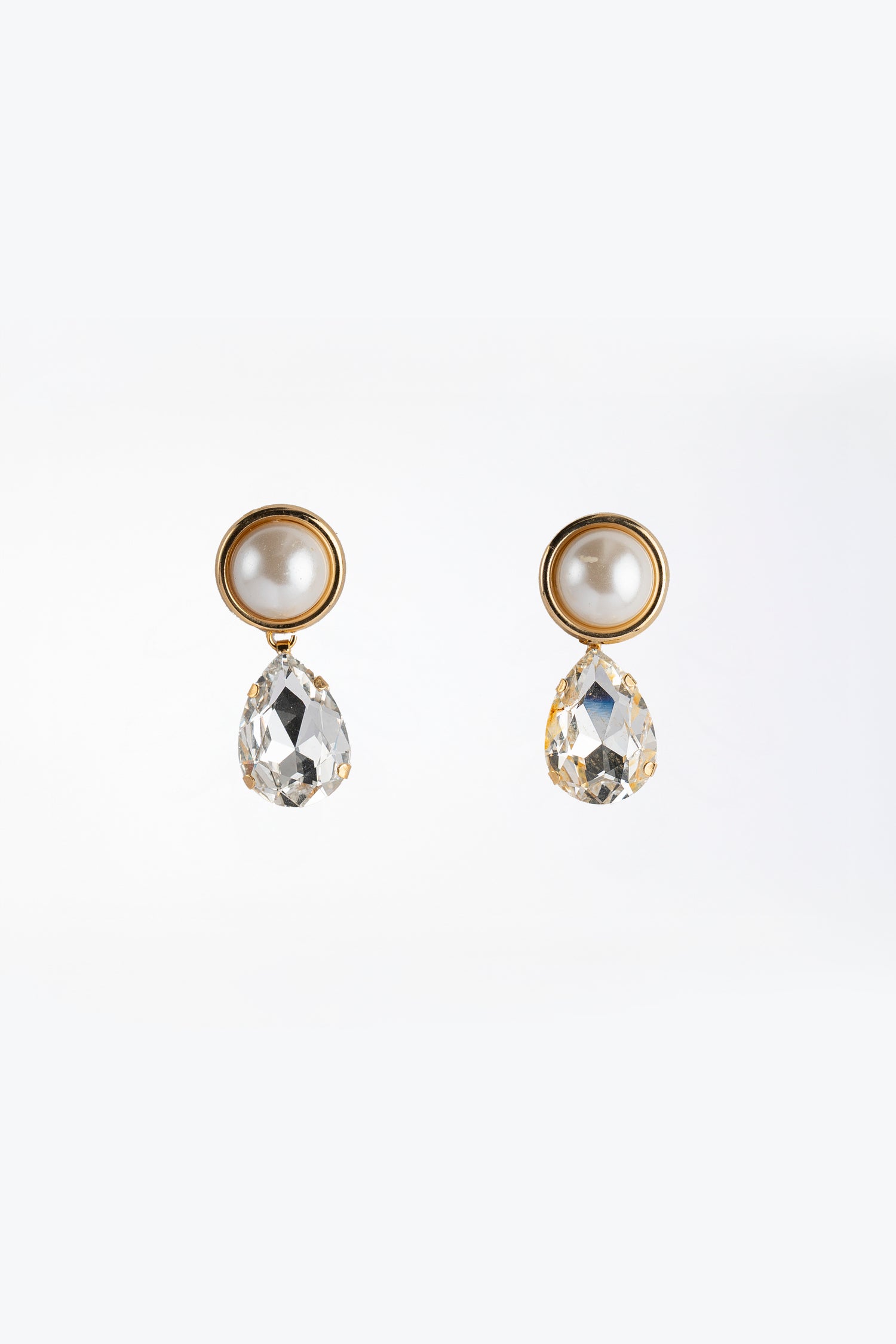 Orecchini Luce degli Abissi Con Rivolo Cabochon Perla e Goccia Cristallo