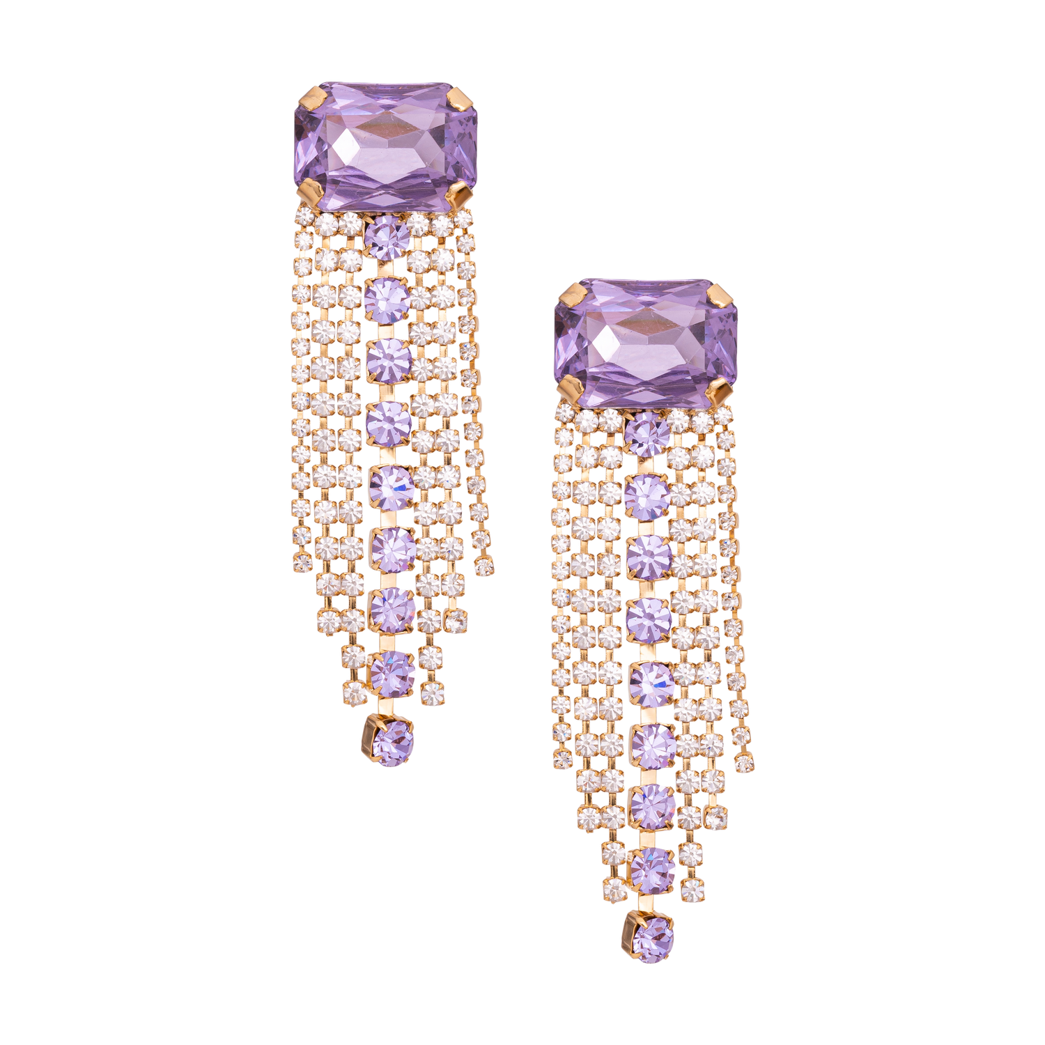 Orecchini In Catena Con Strass E Pietra Ottagonale Belle