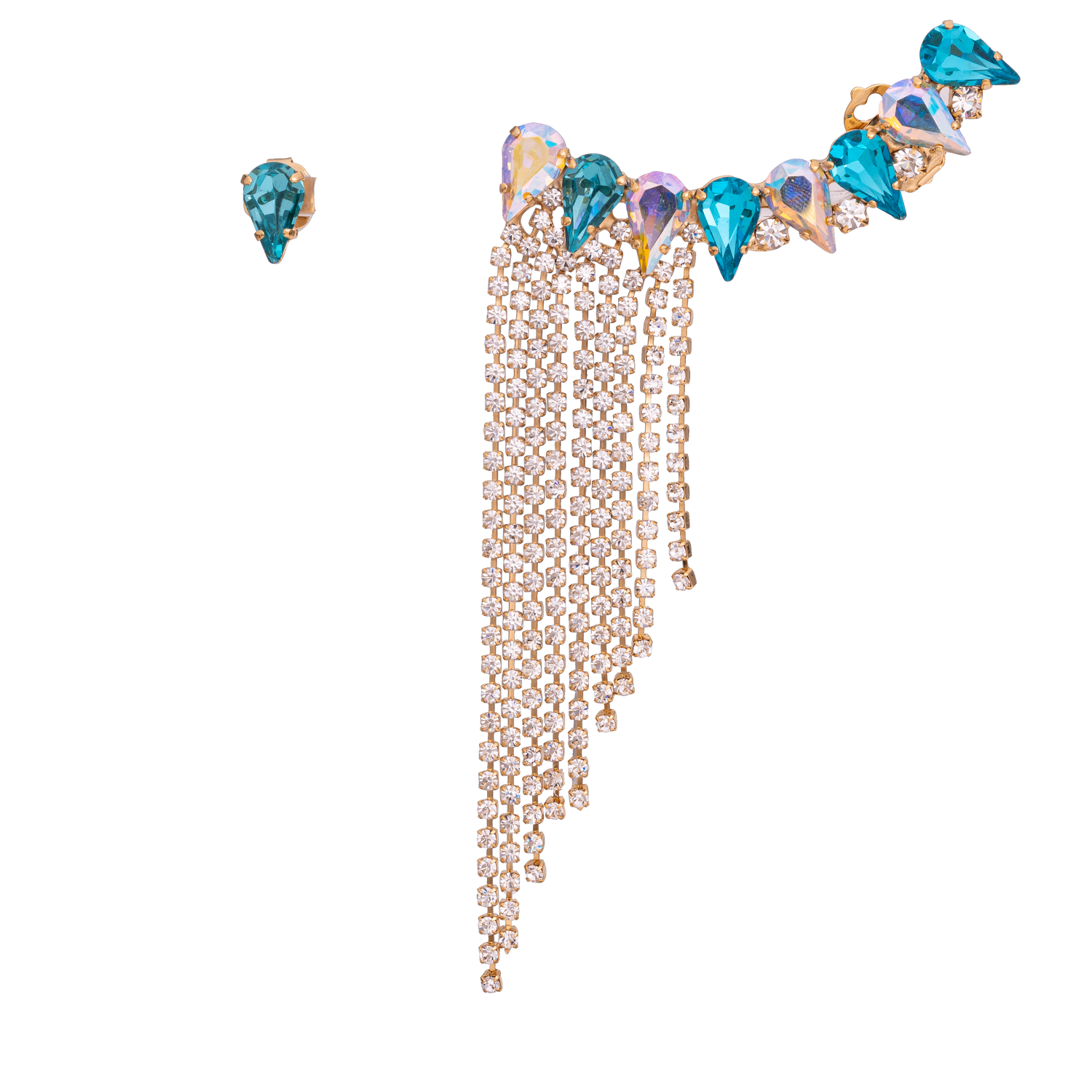 Orecchini In Strass Con Gocce 13x7 Grotte Bleue