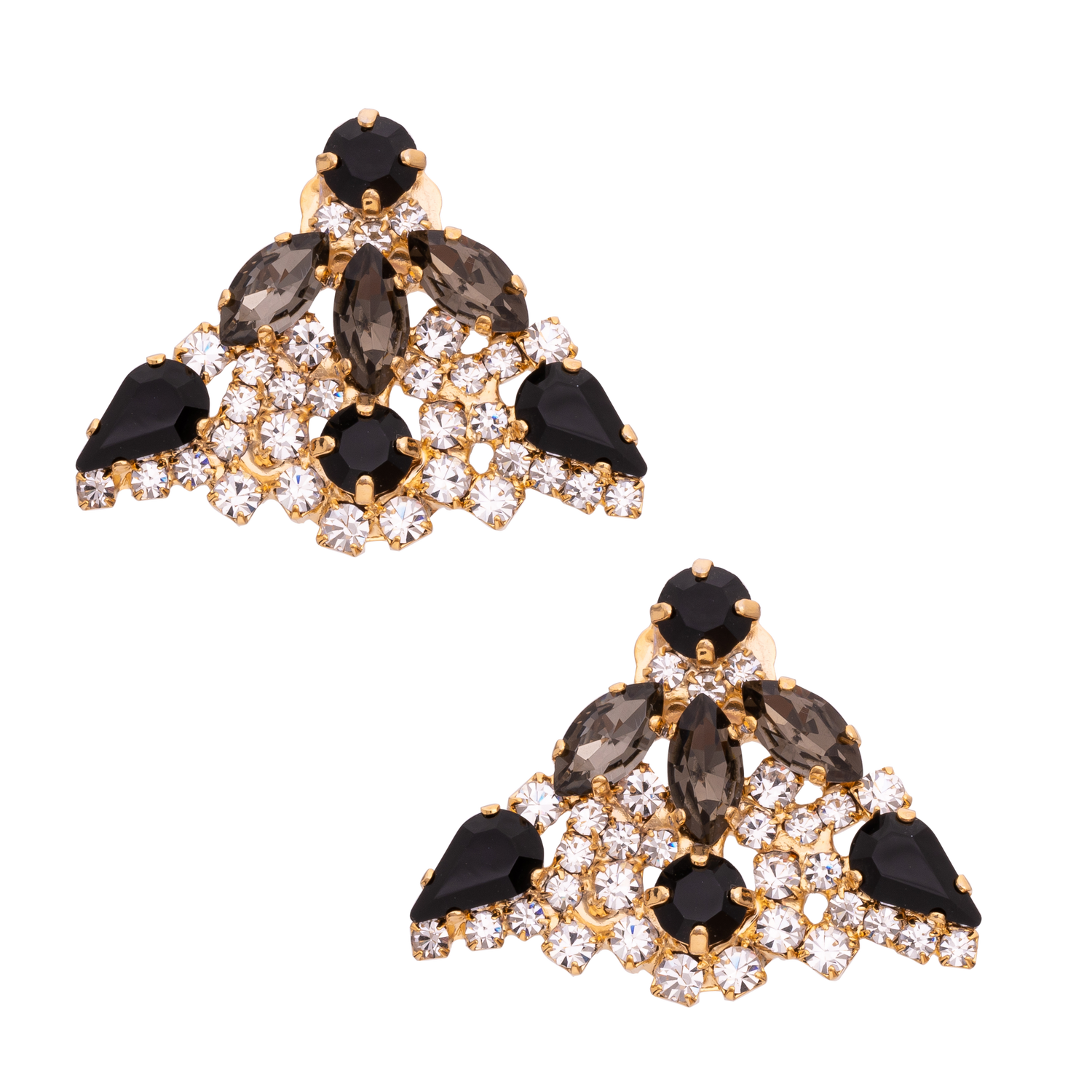Orecchini In Strass Con Pietre, Navetta E Goccia Black Love