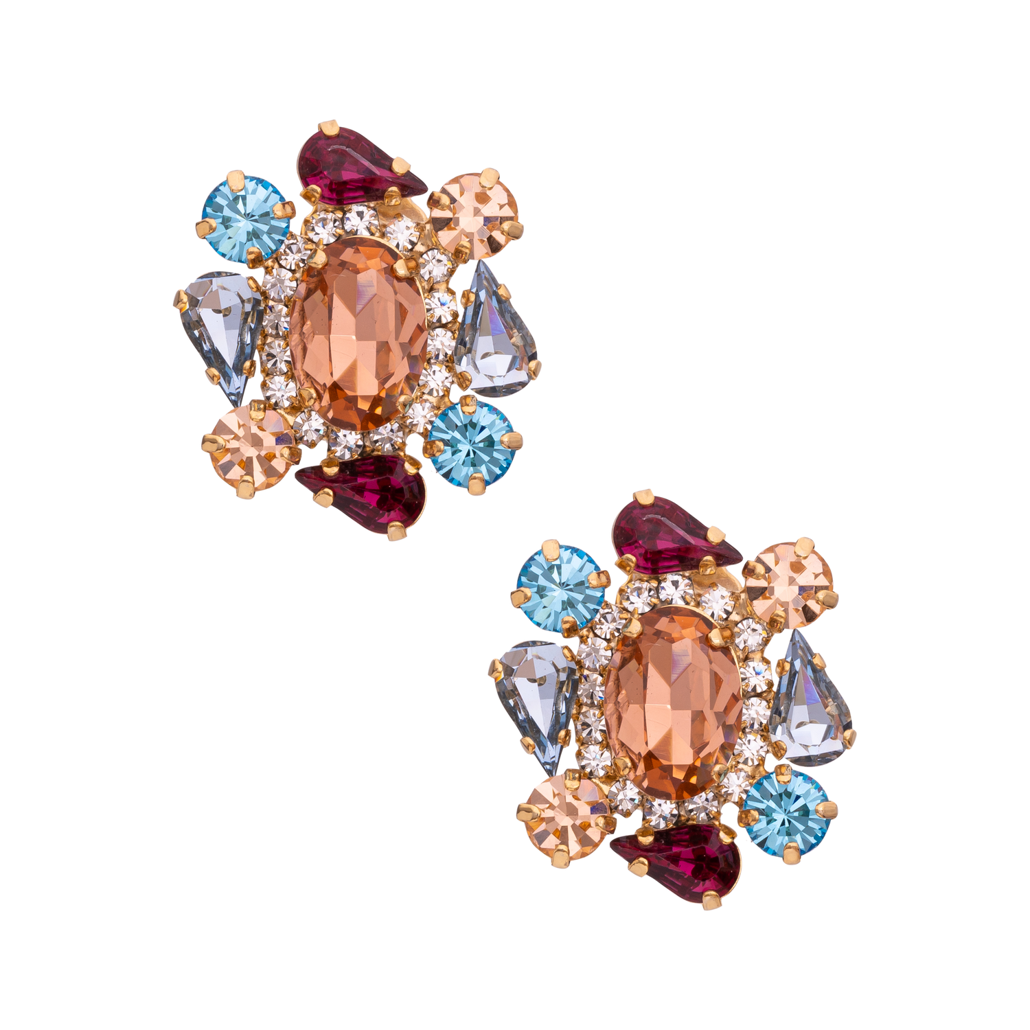 Orecchini In Strass Con Pietre Gocce E Ovale Sofia