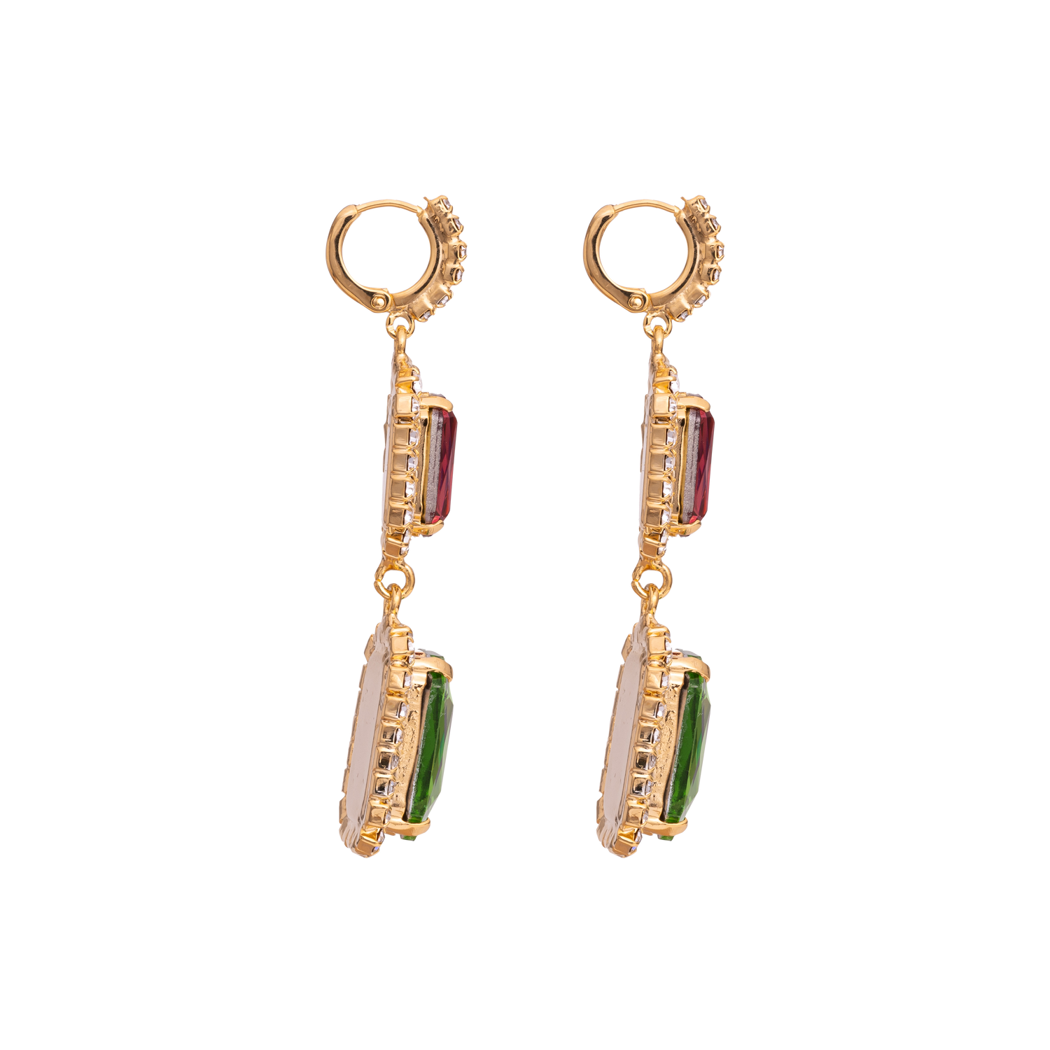 Orecchini Con Strass E Pietre Ottagonali Biancaneve