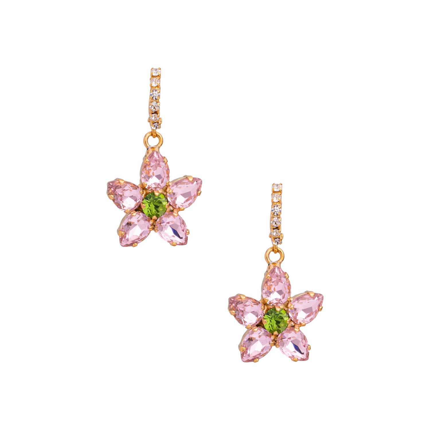Orechini In Cerchietto Con Strass E Goccia Fiorella