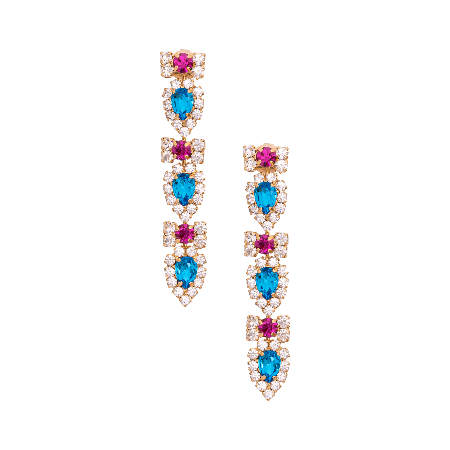 Orecchini In Catena Con Strass, Pietre E Goccia Chloe
