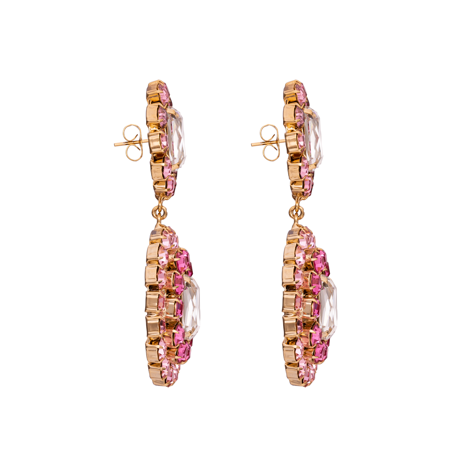 Orecchini In Catena Strass E Pietra Ottagonale 18x13 Roxane