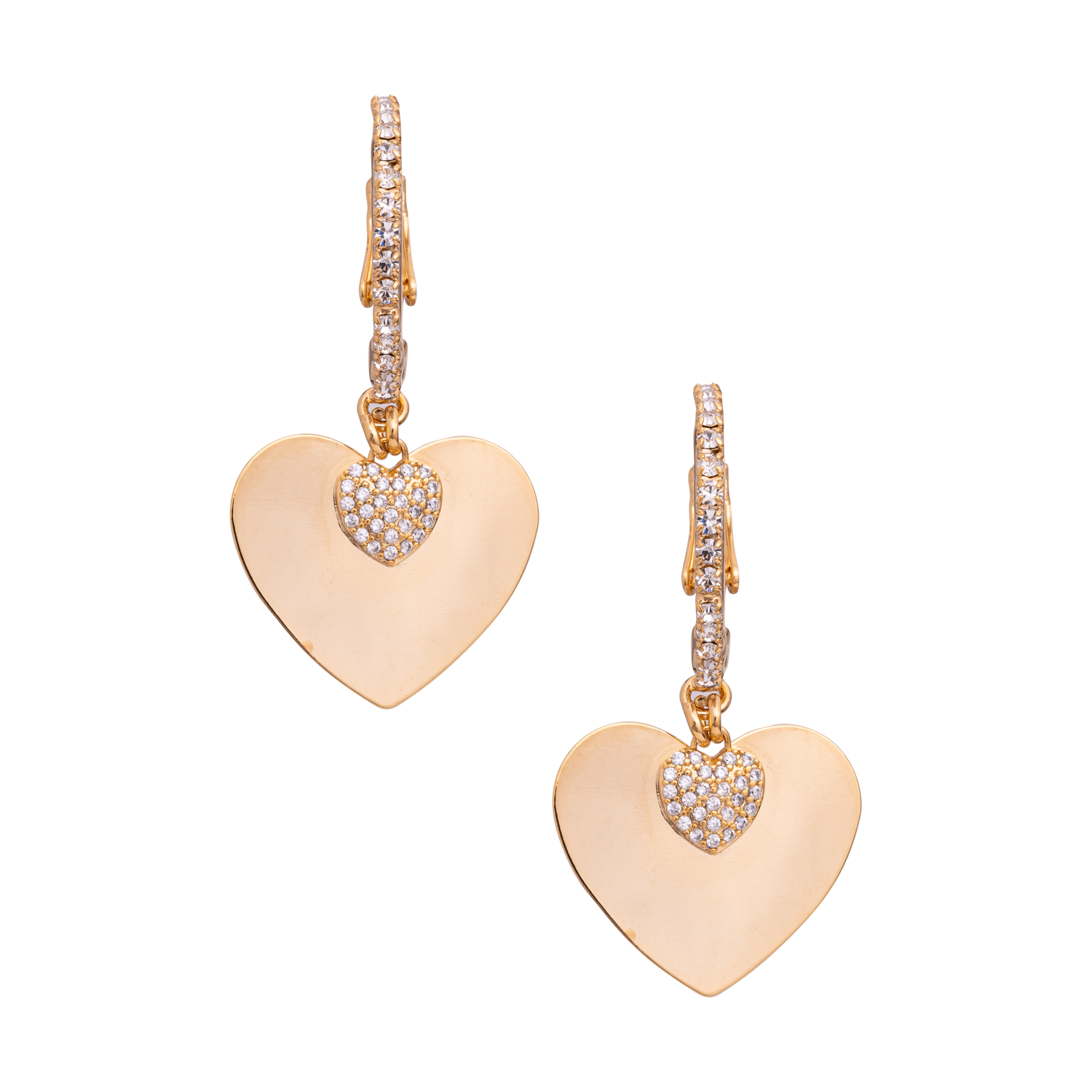 Orecchini Con Cerchietto In Strass, Cuore Metallo Lavorato E Cuore In Zirconi Adele Big