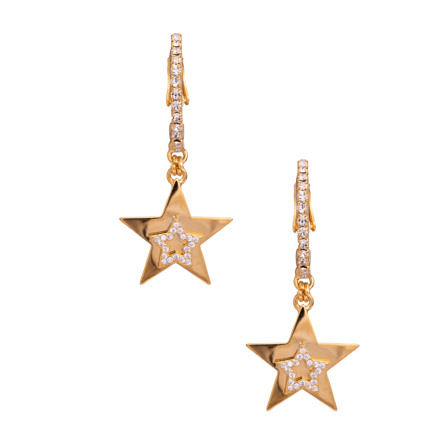 Orecchini Con Cerchietto In Strass, Stella Metallo Lavorato E Stella In Zirconi Kerry Big